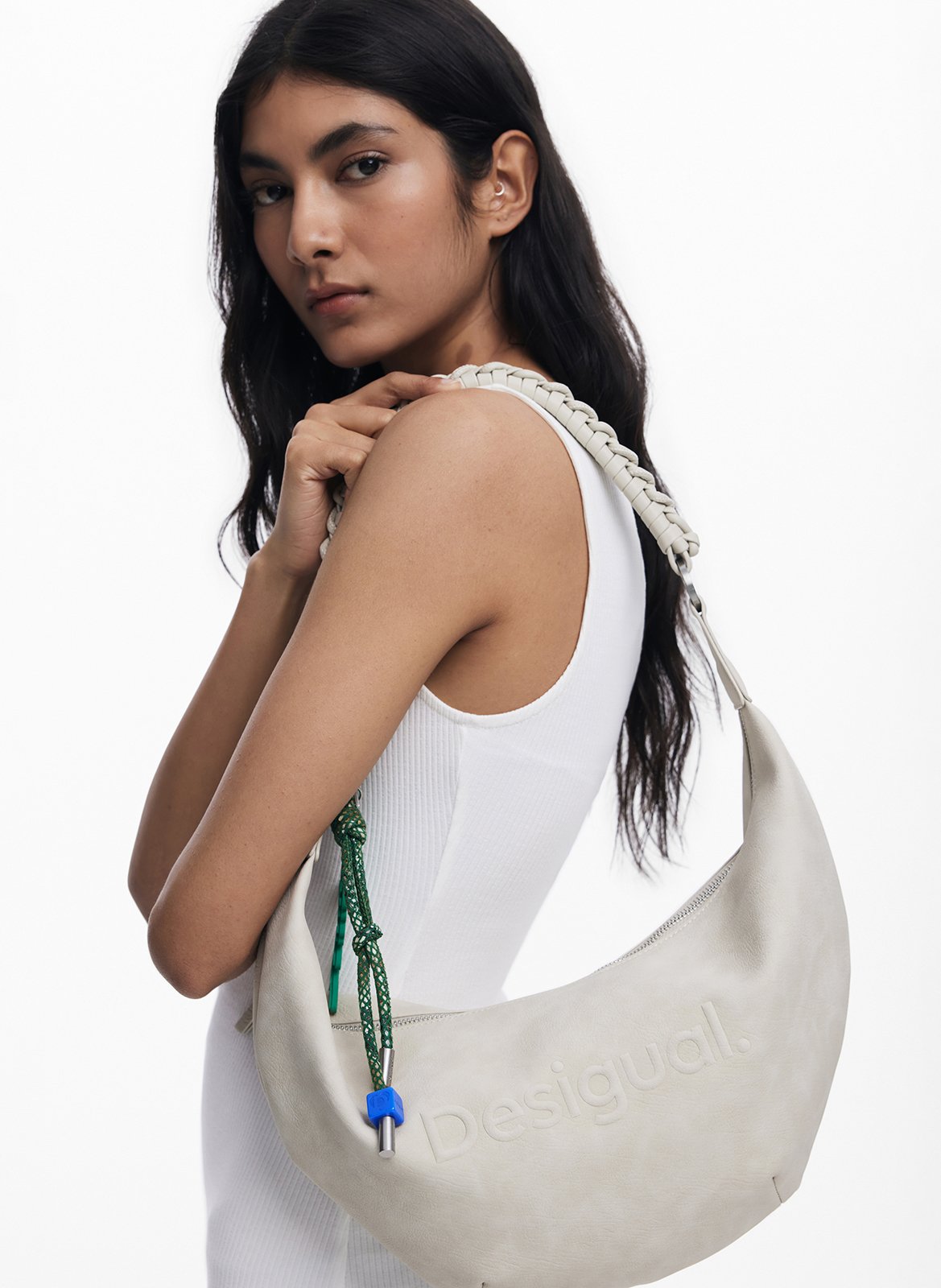 Mittlere einfarbige Tasche mit 3D-Logo DESIGUAL Braun