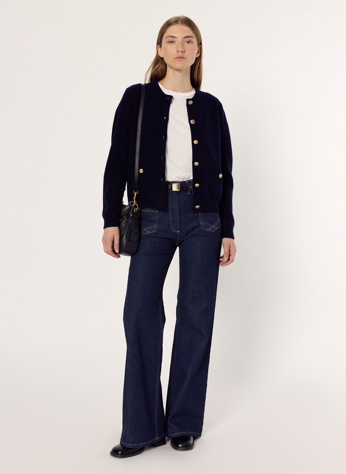 Gilet col rond en laine GERARD DAREL Bleu