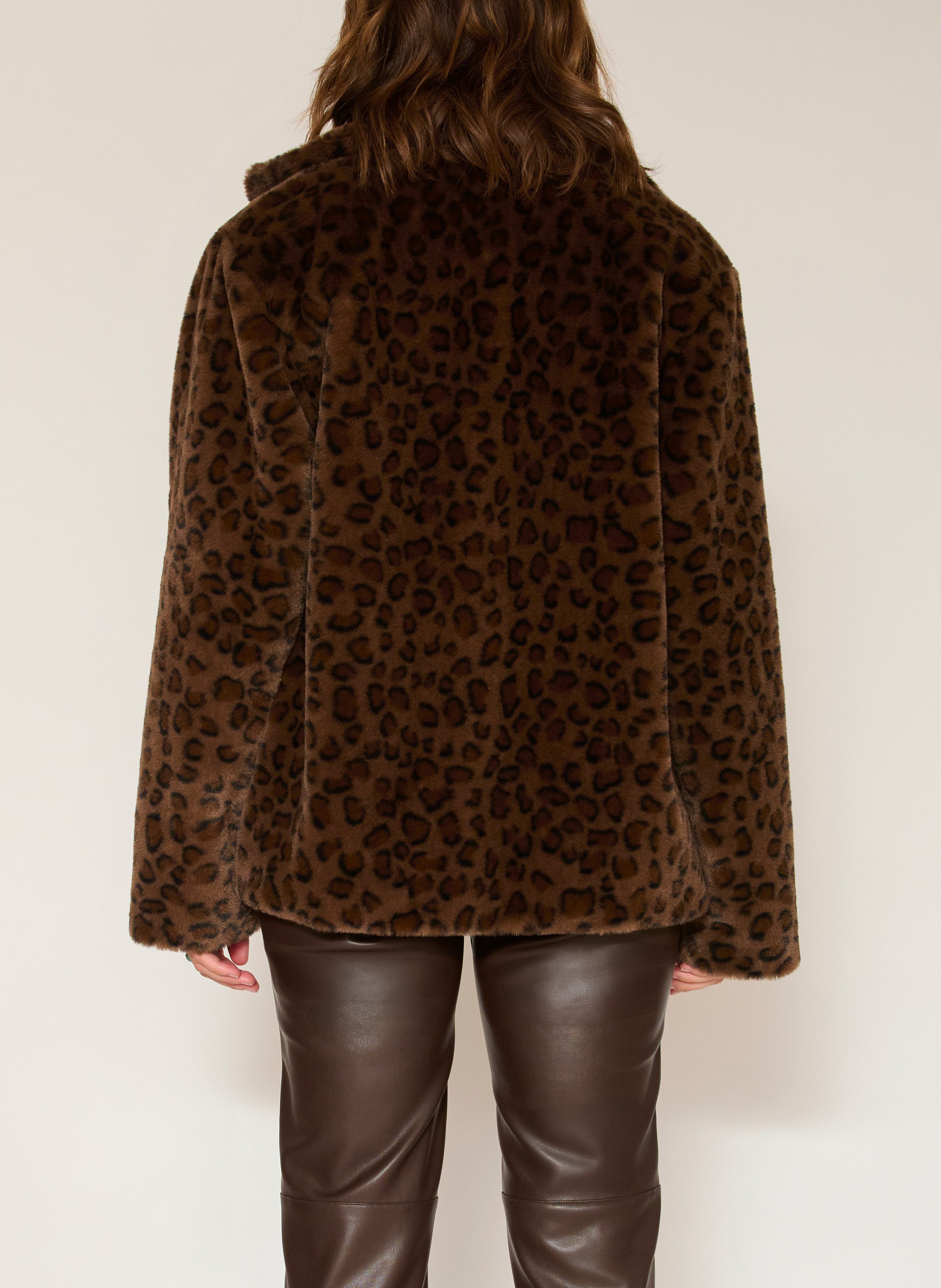Leopard print straight jacket MKT Brown