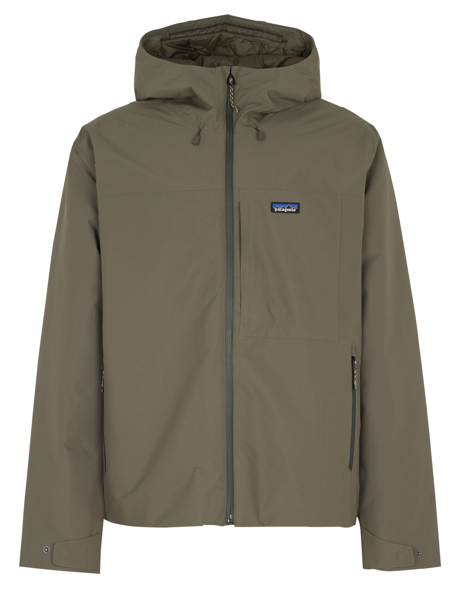 Buttoned and zipped high-neck fitted raincoat PATAGONIA Green