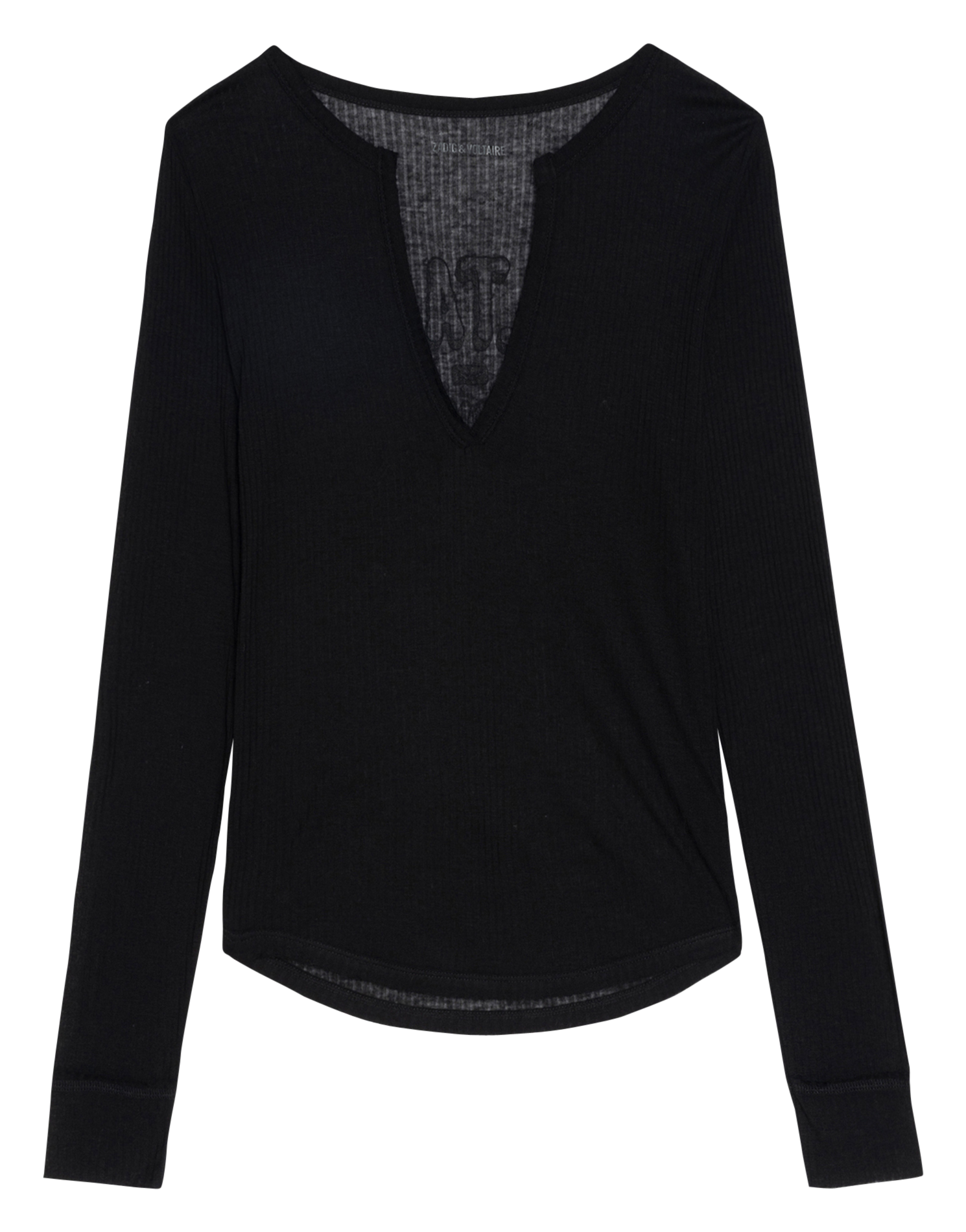 Straight-cut cotton top with henley collar ZADIG&VOLTAIRE Black
