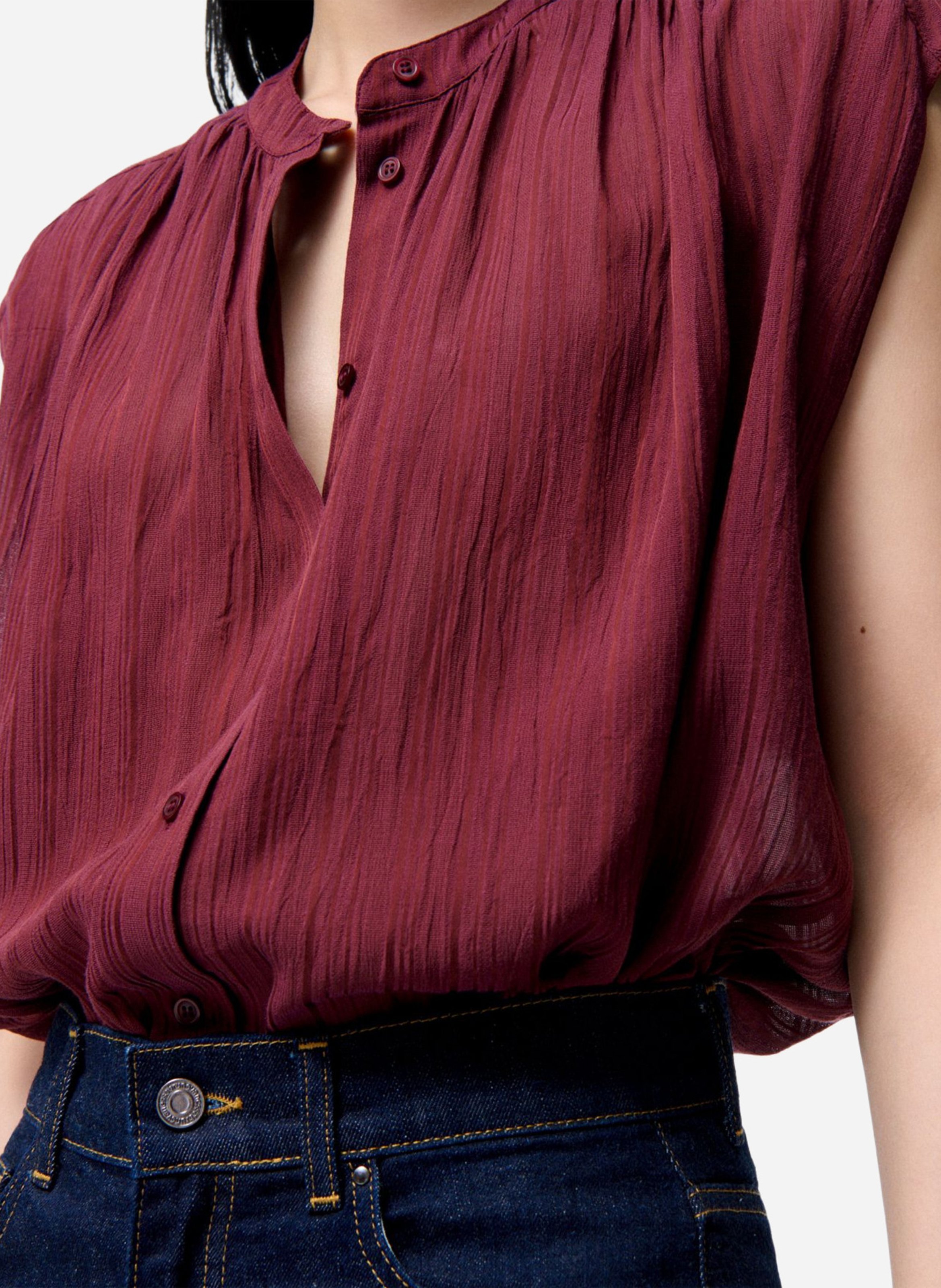 Blouse met ronde hals en fronsjes VANESSA BRUNO Rood