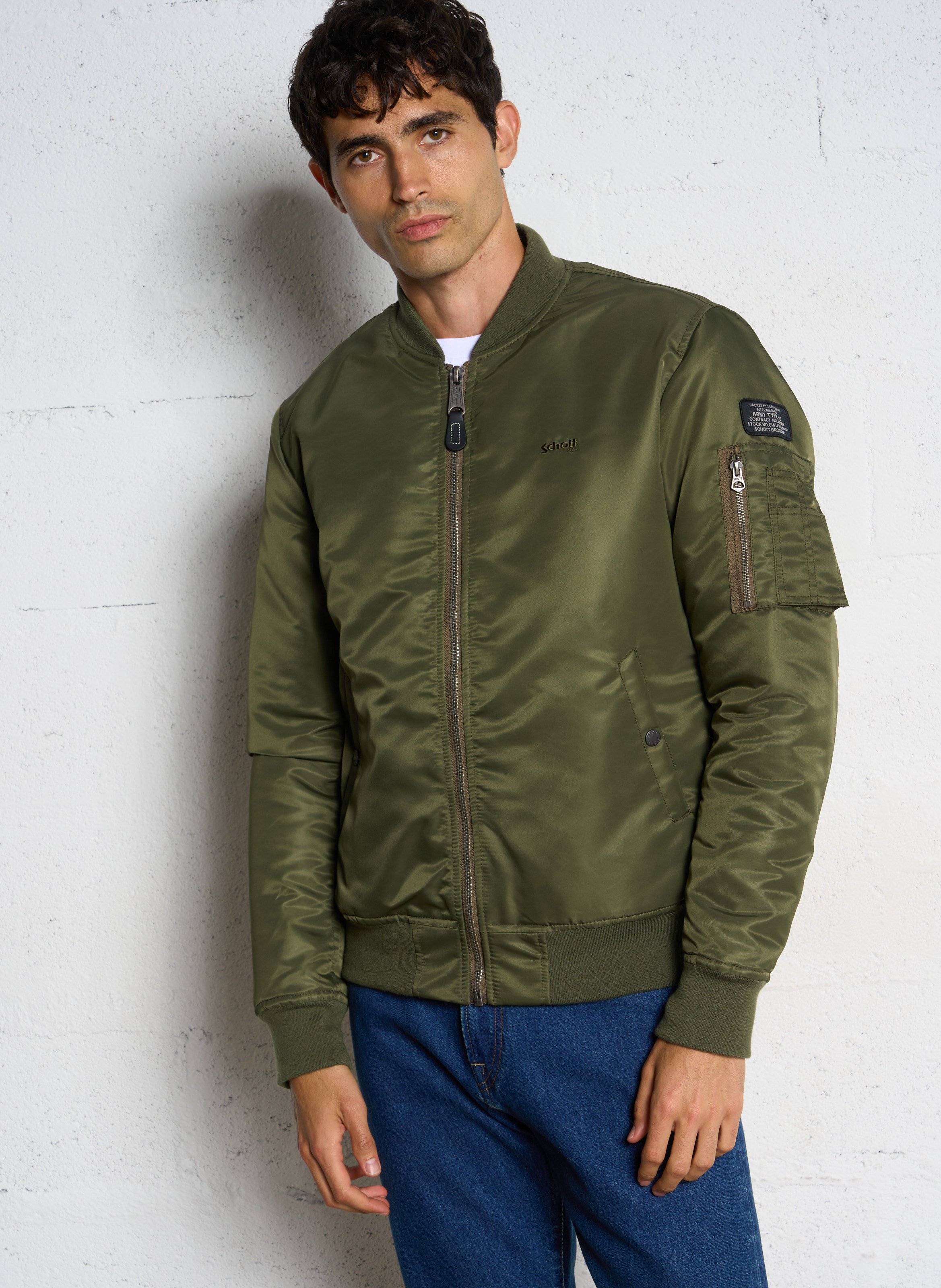 Blouson col montant SCHOTT Vert