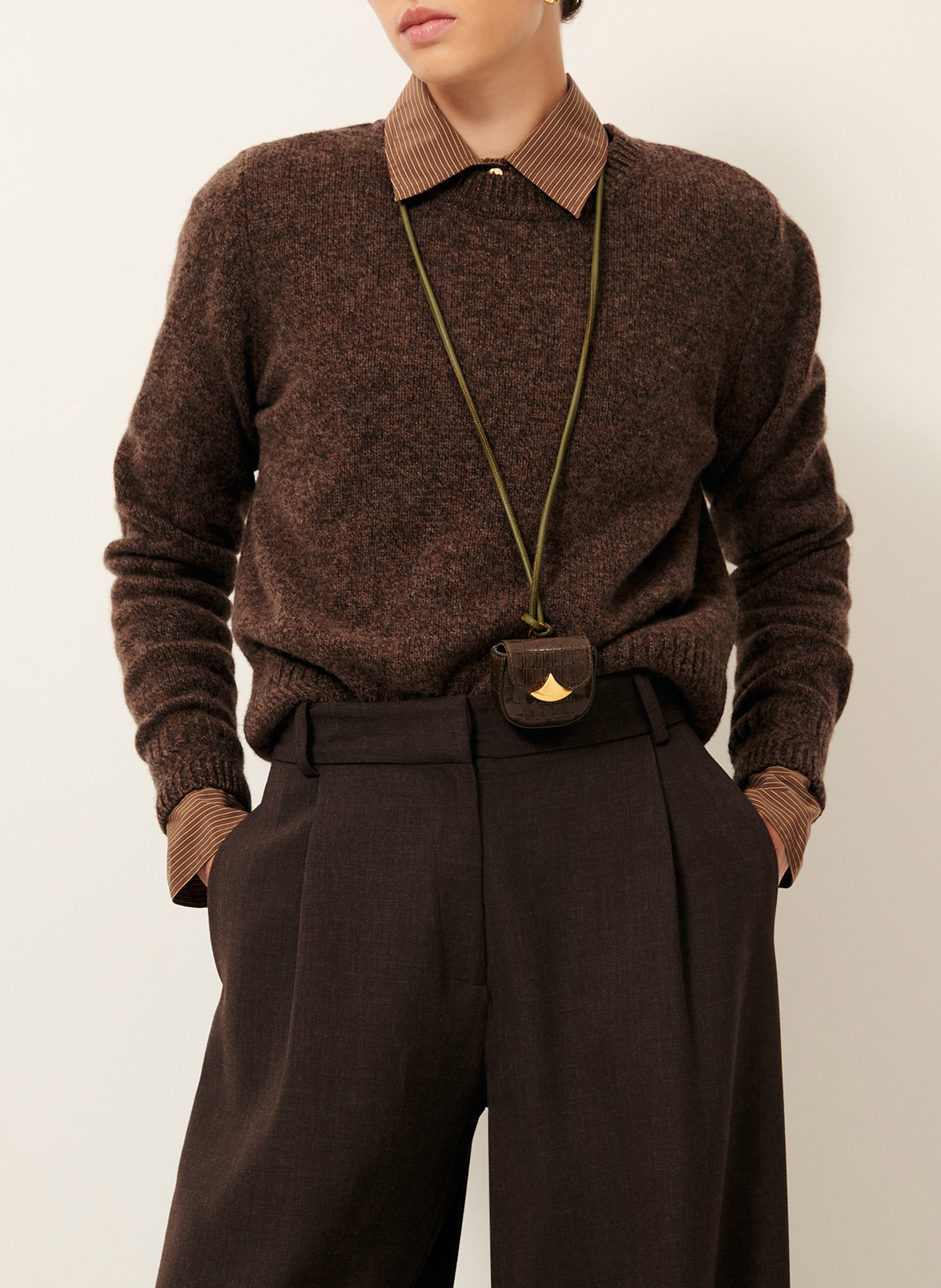 Pull droit col rond en laine mérinos SESSUN Gris