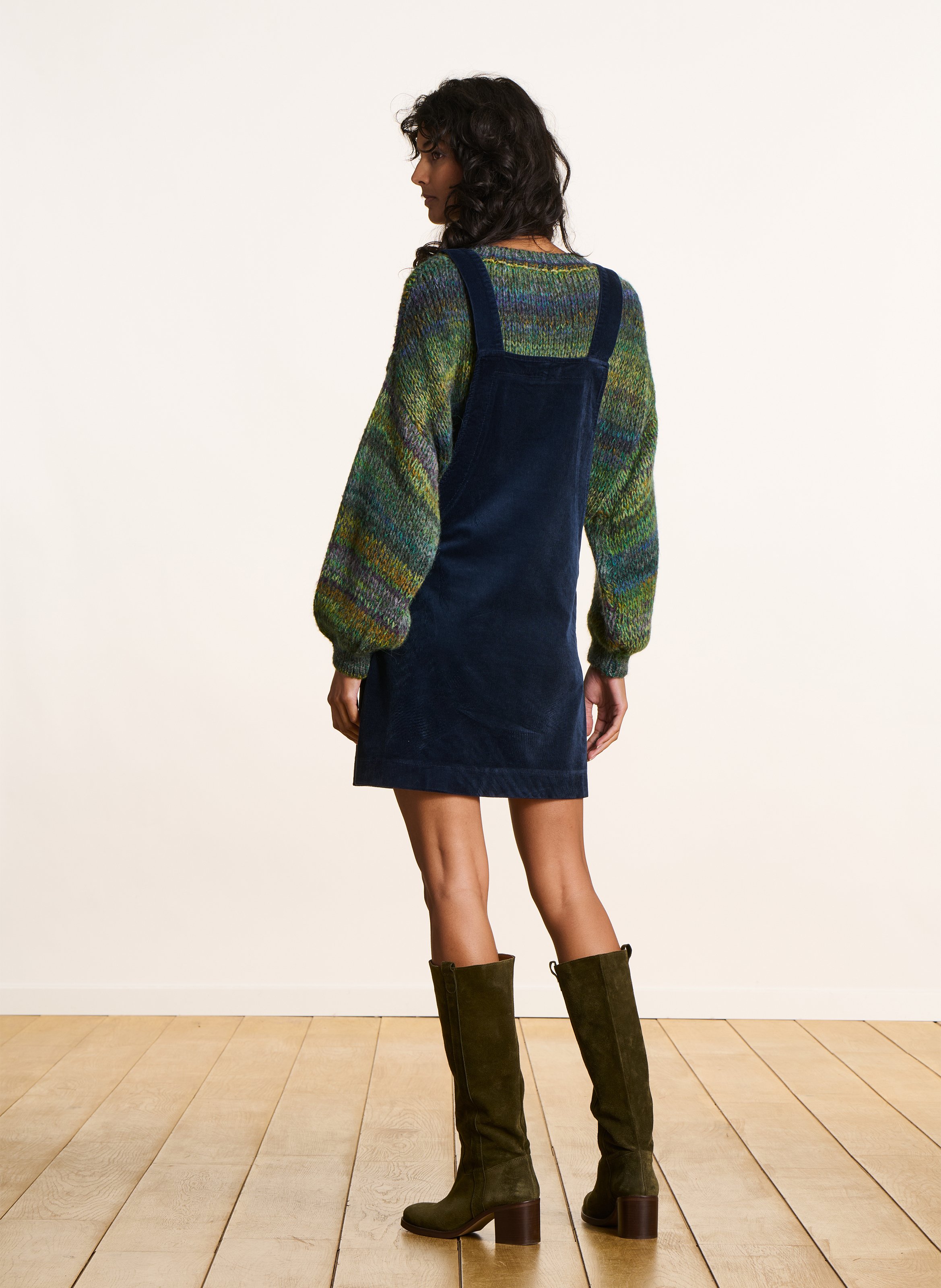 Korte jurk met vierkante hals - katoenblend LA FEE MARABOUTEE Blauw