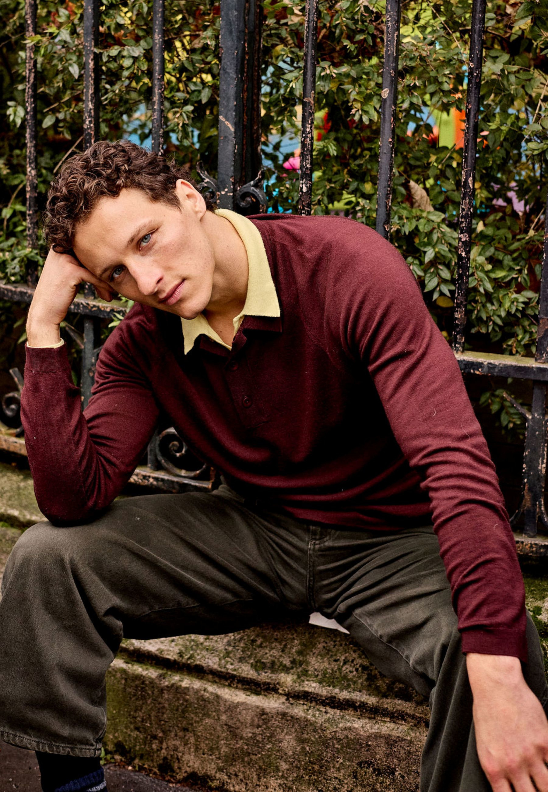 Long-sleeve Merino wool polo MAISON MONTAGUT