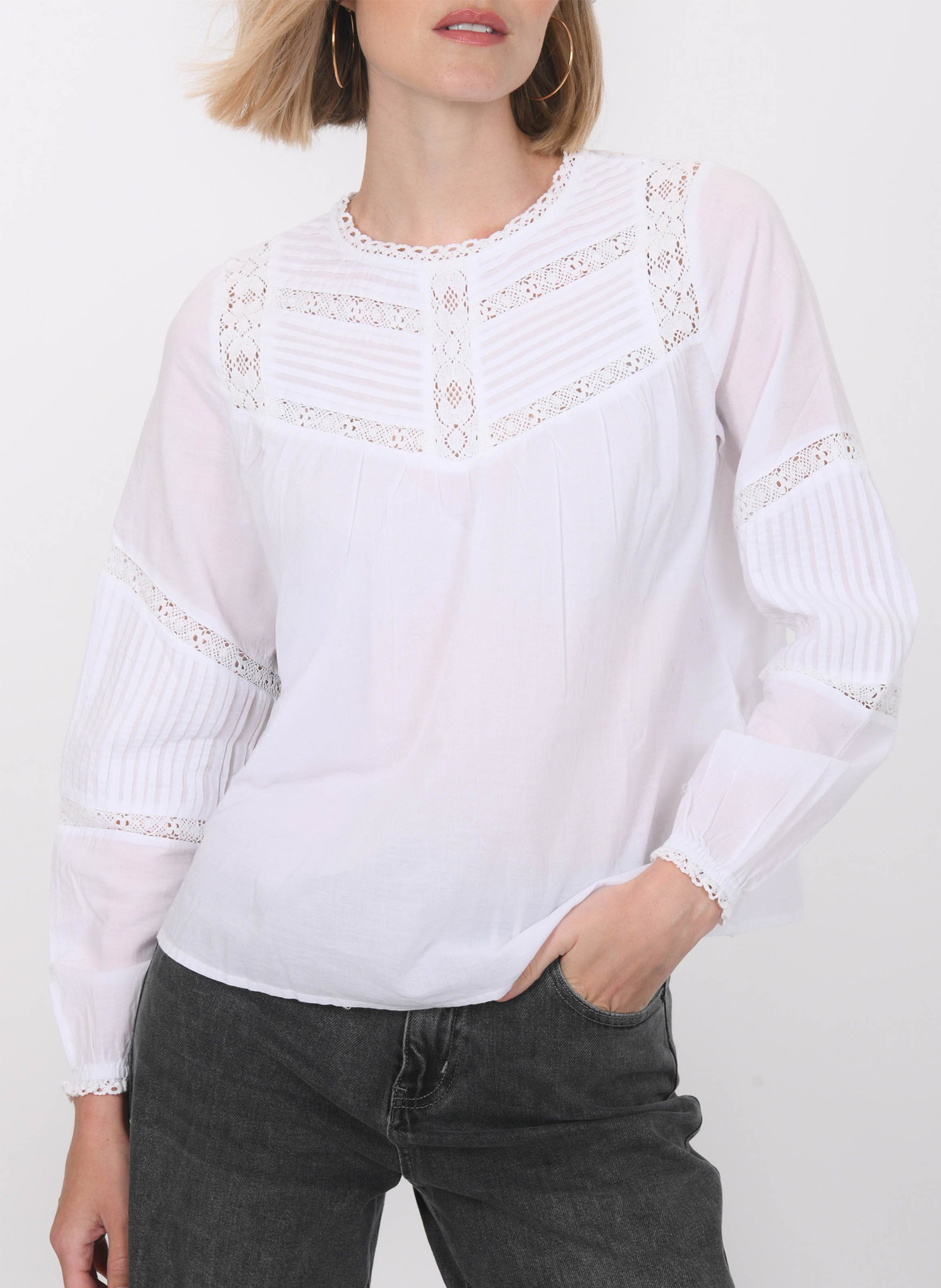 Katoenen blouse met ronde hals KOOKAI Wit