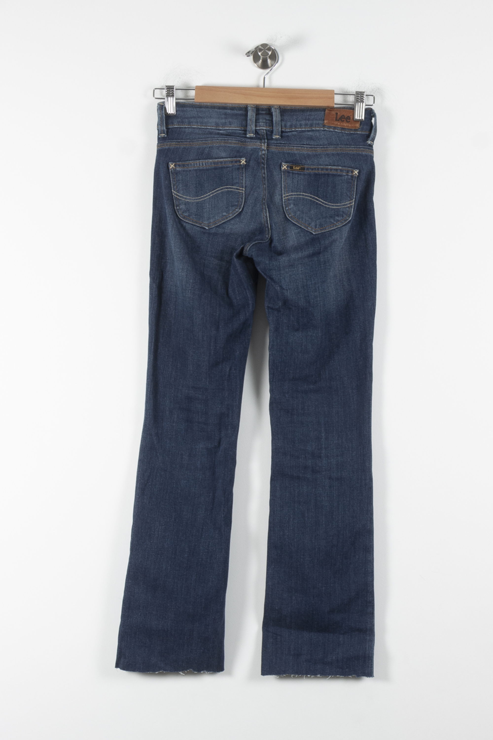 Cropped slim jeans with studs LEE - Seconde Main Blue