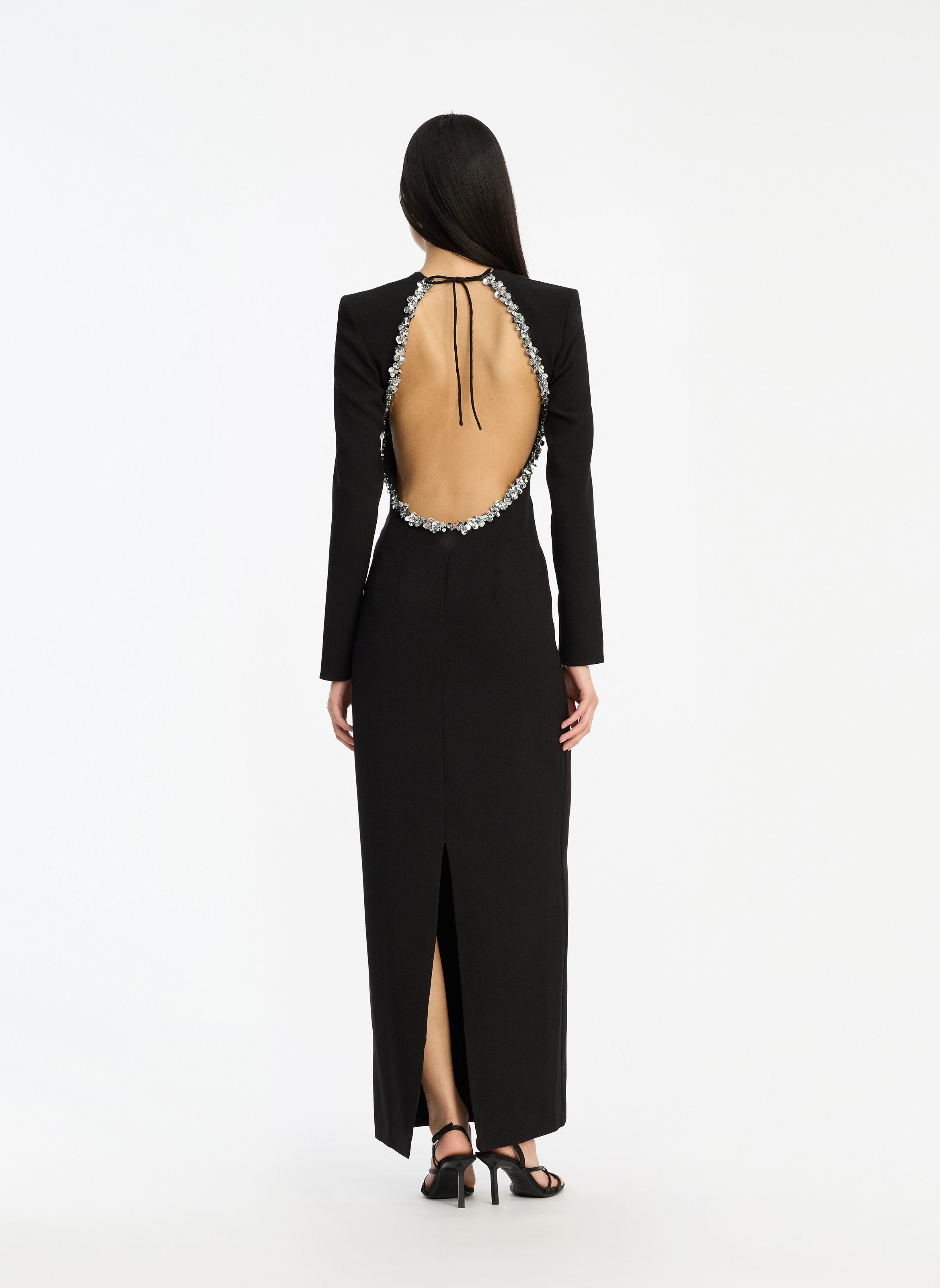 Fitted backless long dress ROTATE Black