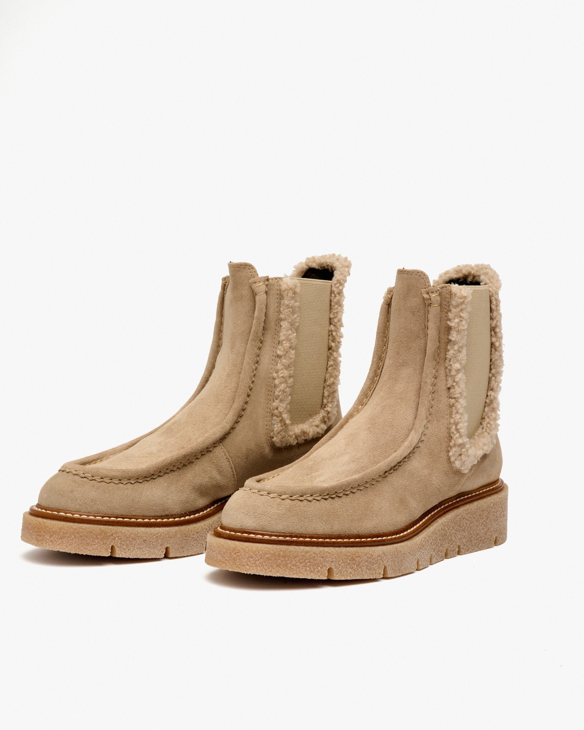 Beige suede ankle boots with side elastics PEDRO MIRALLES Grey