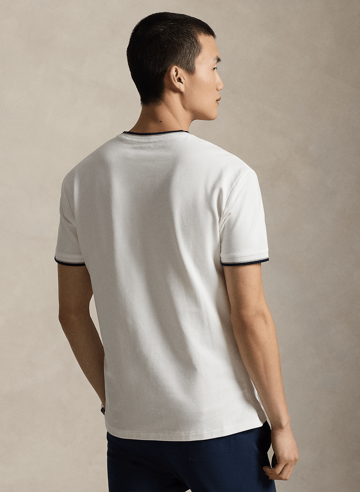 Camiseta de mezcla de algodón recta con cuello redondo POLO RALPH LAUREN Blanco