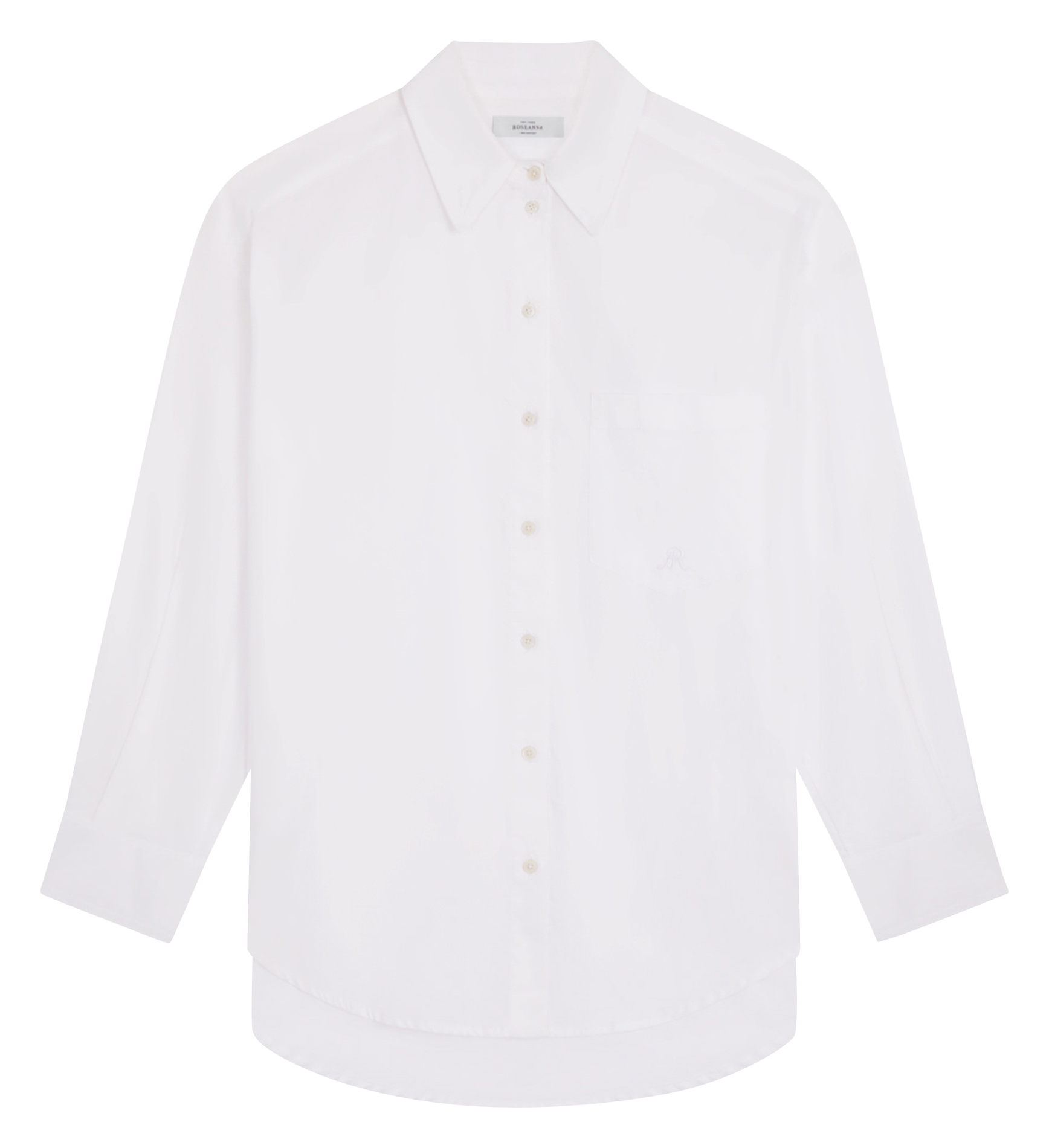 <p>Straight Oversized Solid Button-Up Shirt</p> ROSEANNA White