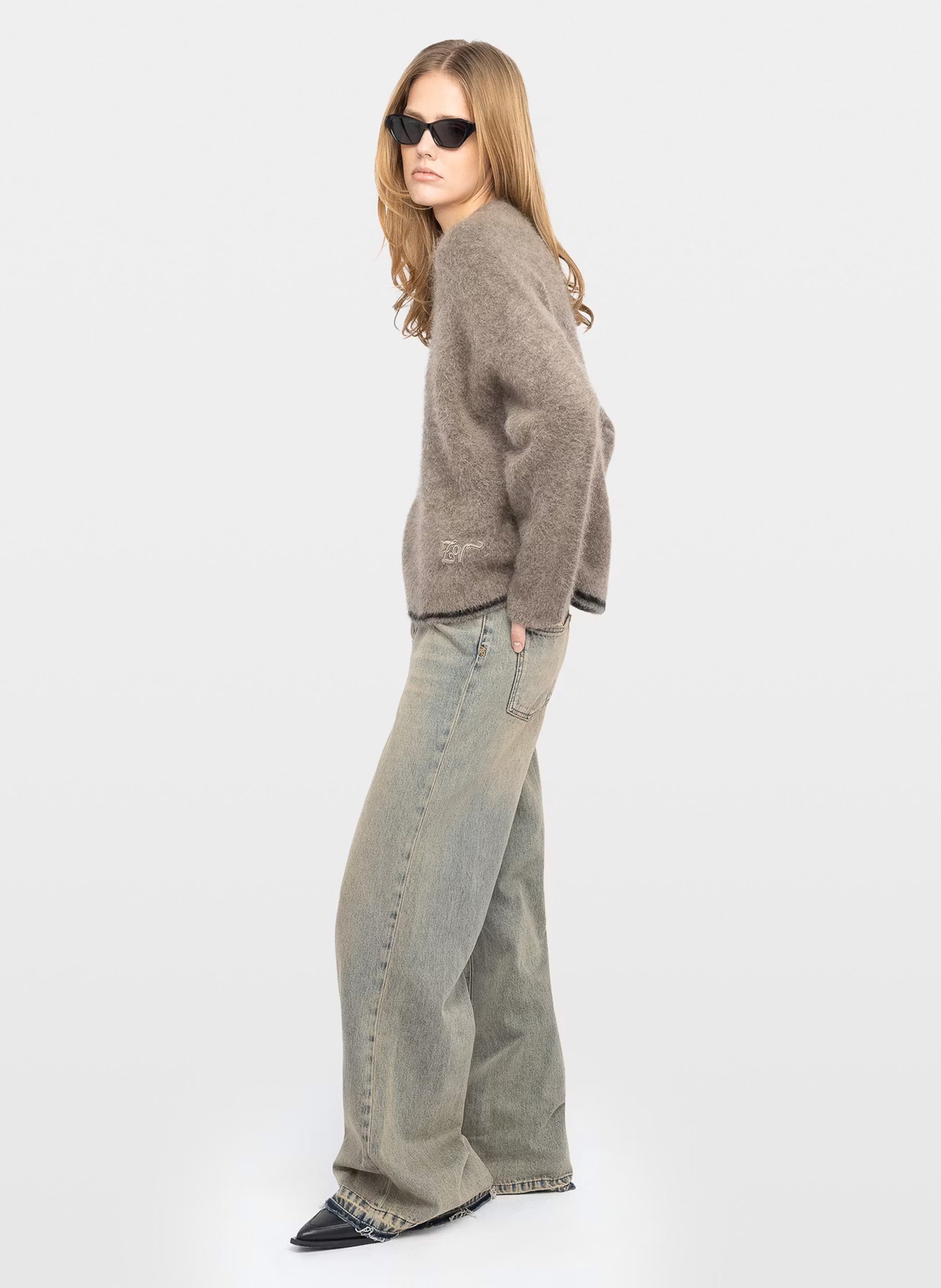 Pull droit col rond en mohair mélangé ZADIG&VOLTAIRE Beige