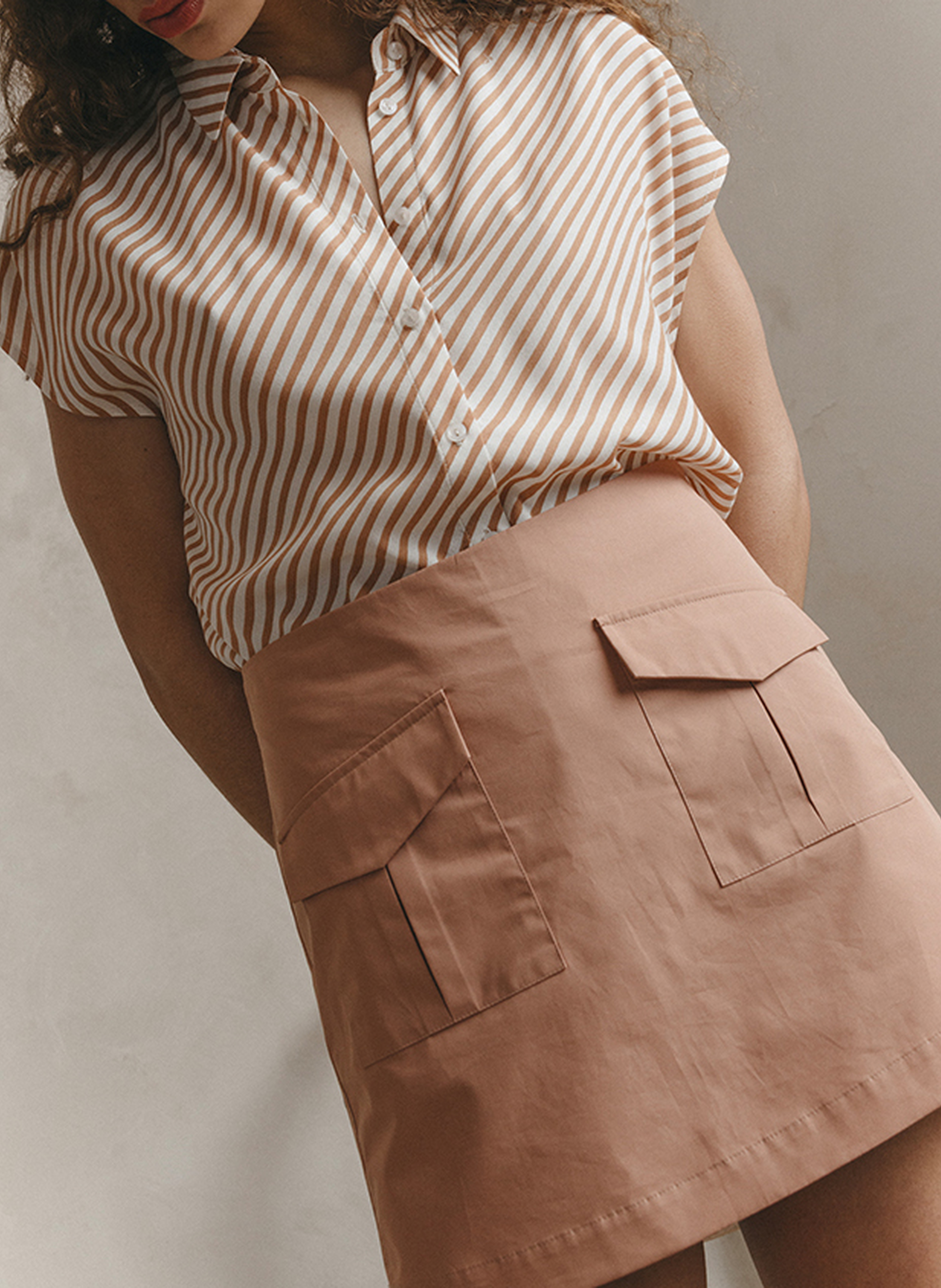 Jupe-short à poches en coton  GRACE ET MILA Rose