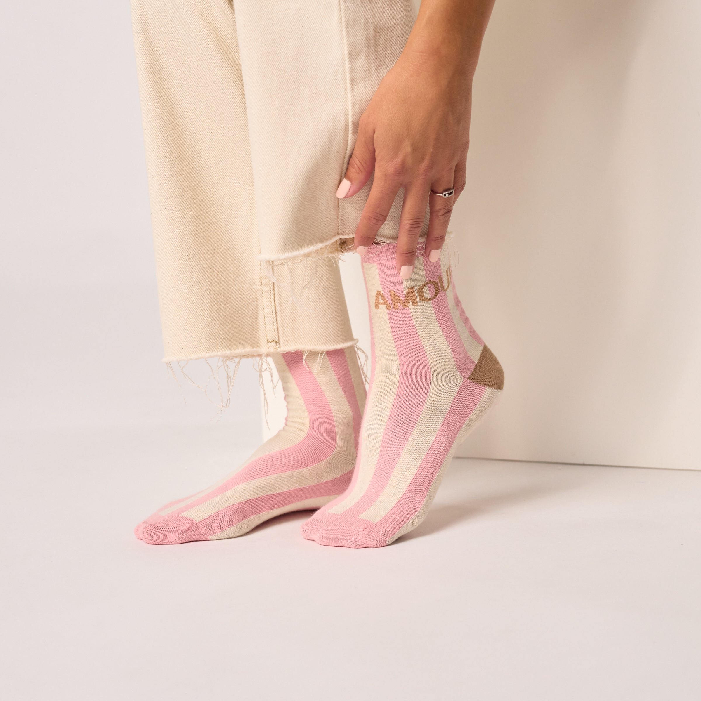 Combed cotton striped socks BILLYBELT Pink