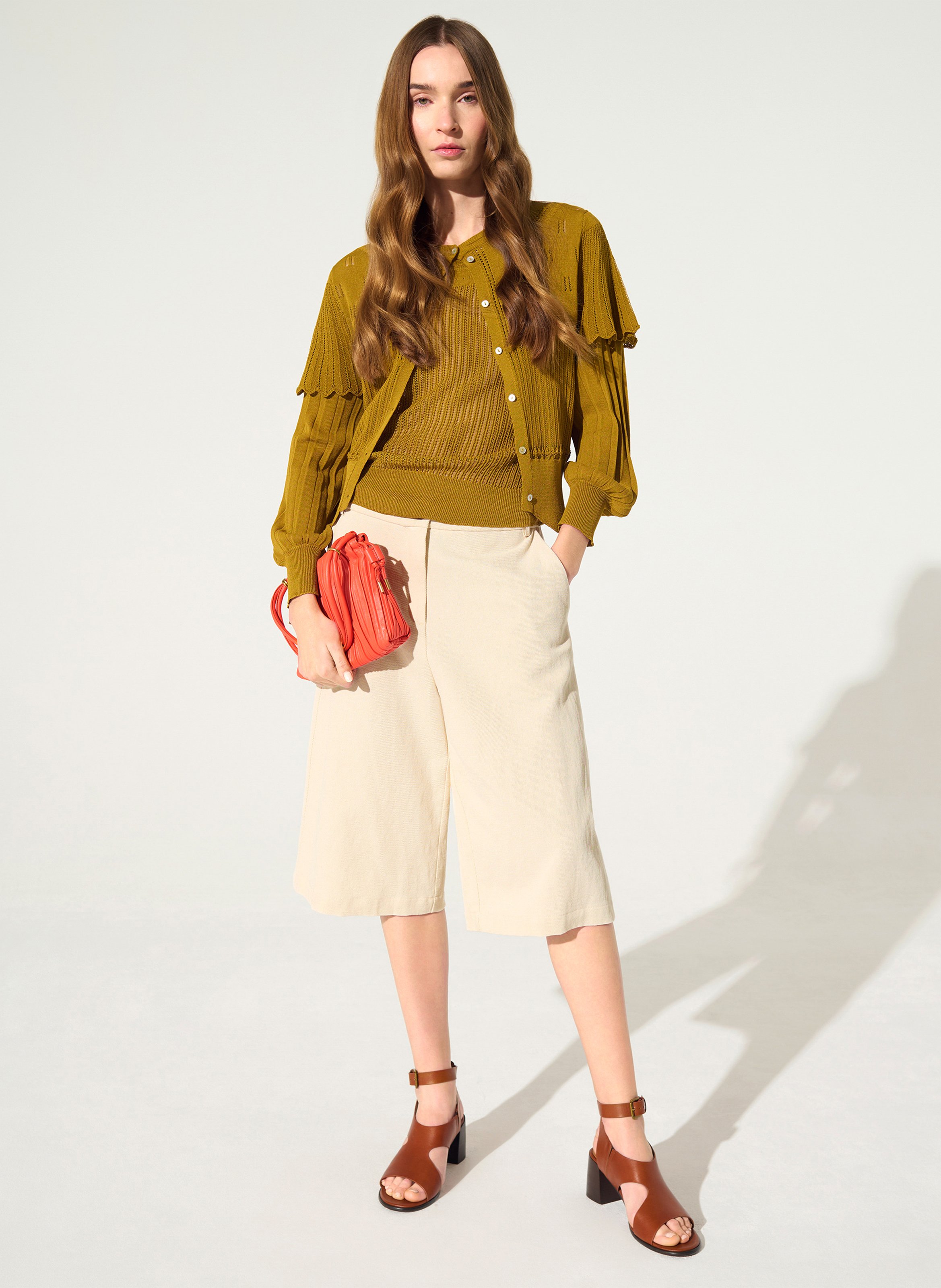 Straight-leg cotton-blend Bermuda shorts COTELAC White