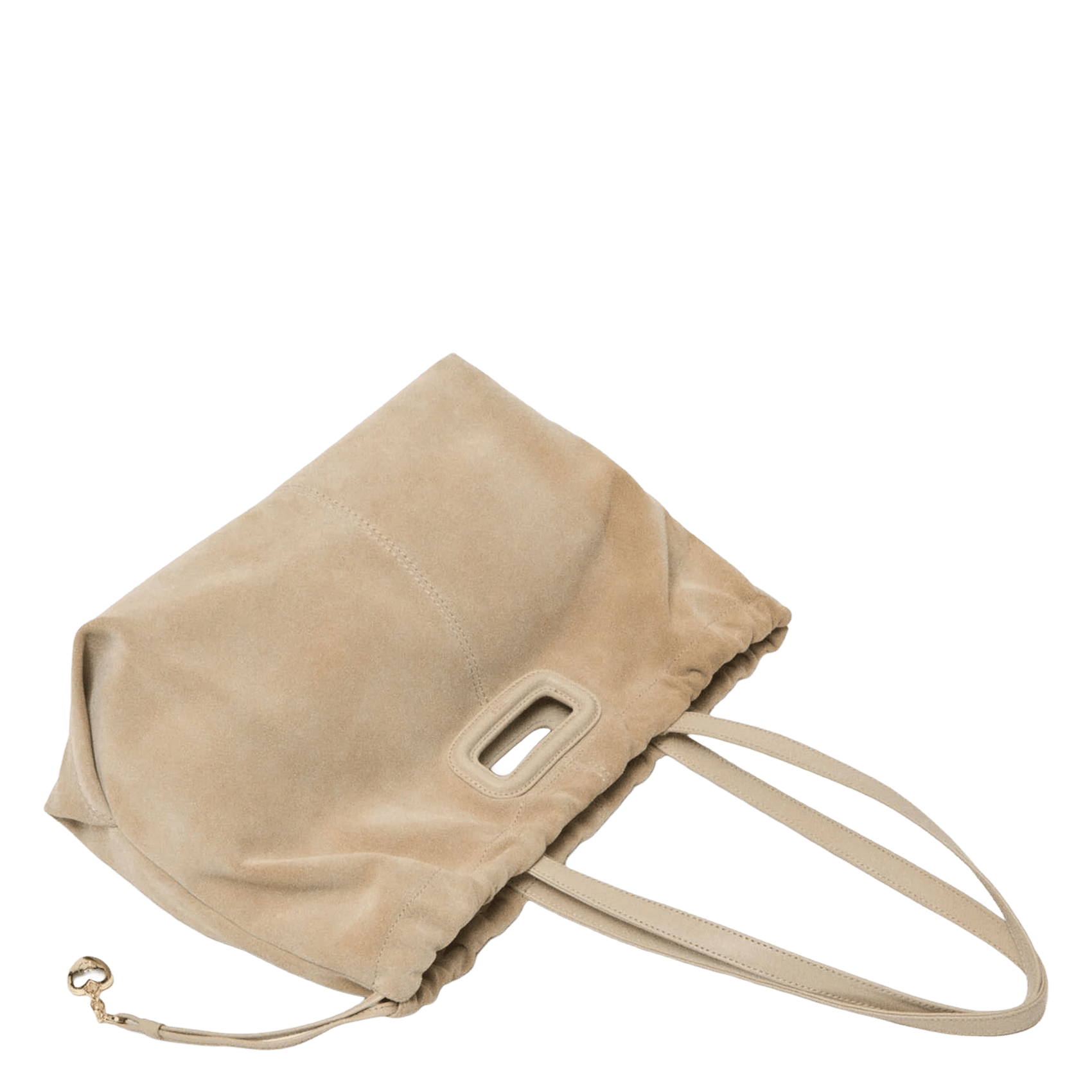 Buideltas van getextureerd leer met veters MAJE Bruin