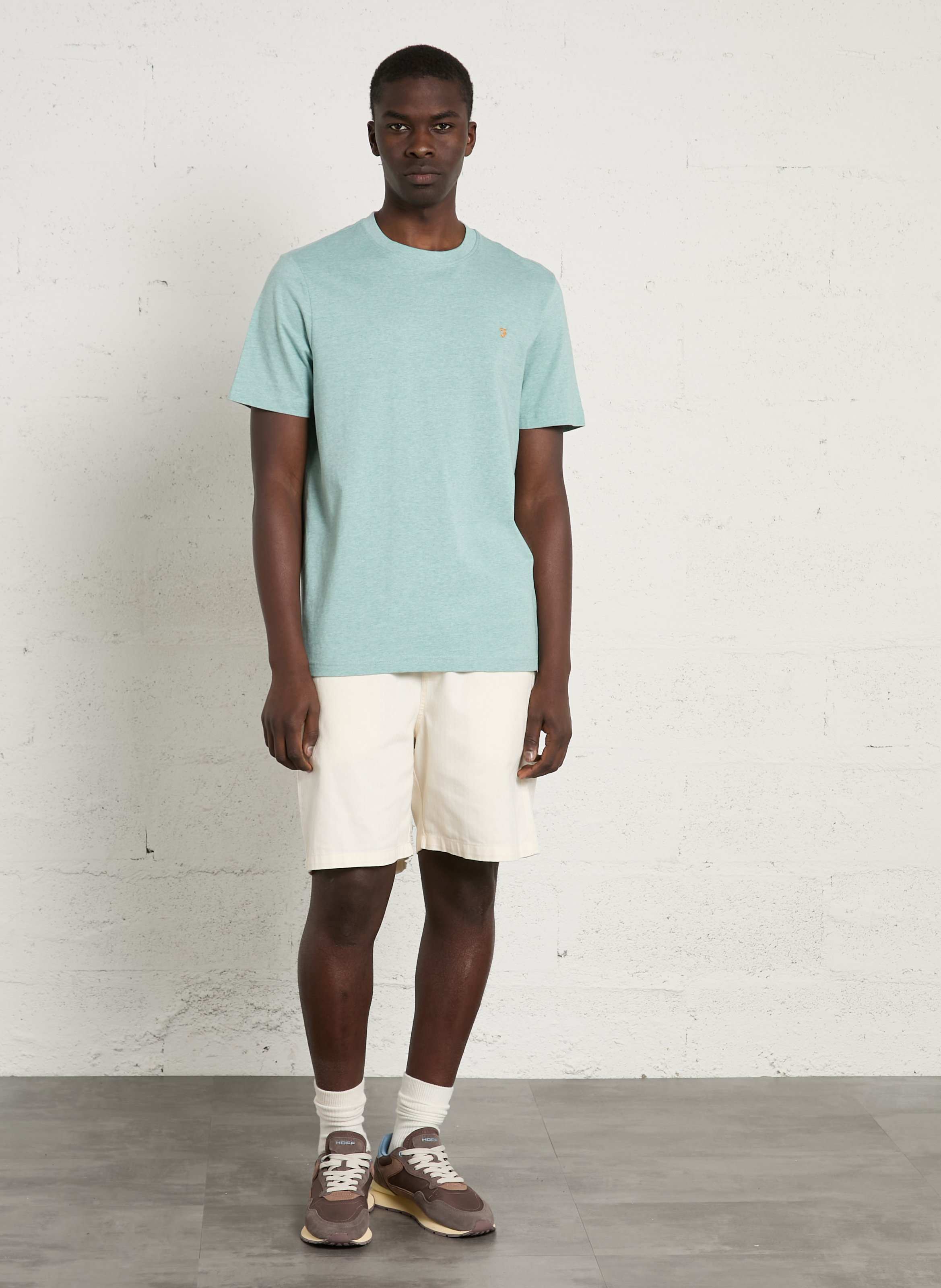 T-shirt van biokatoen met ronde hals FARAH Groen