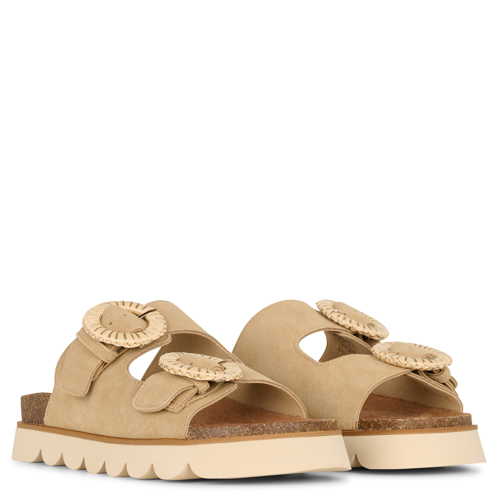 Sandales compensées en cuir mélangé NO NAME Beige