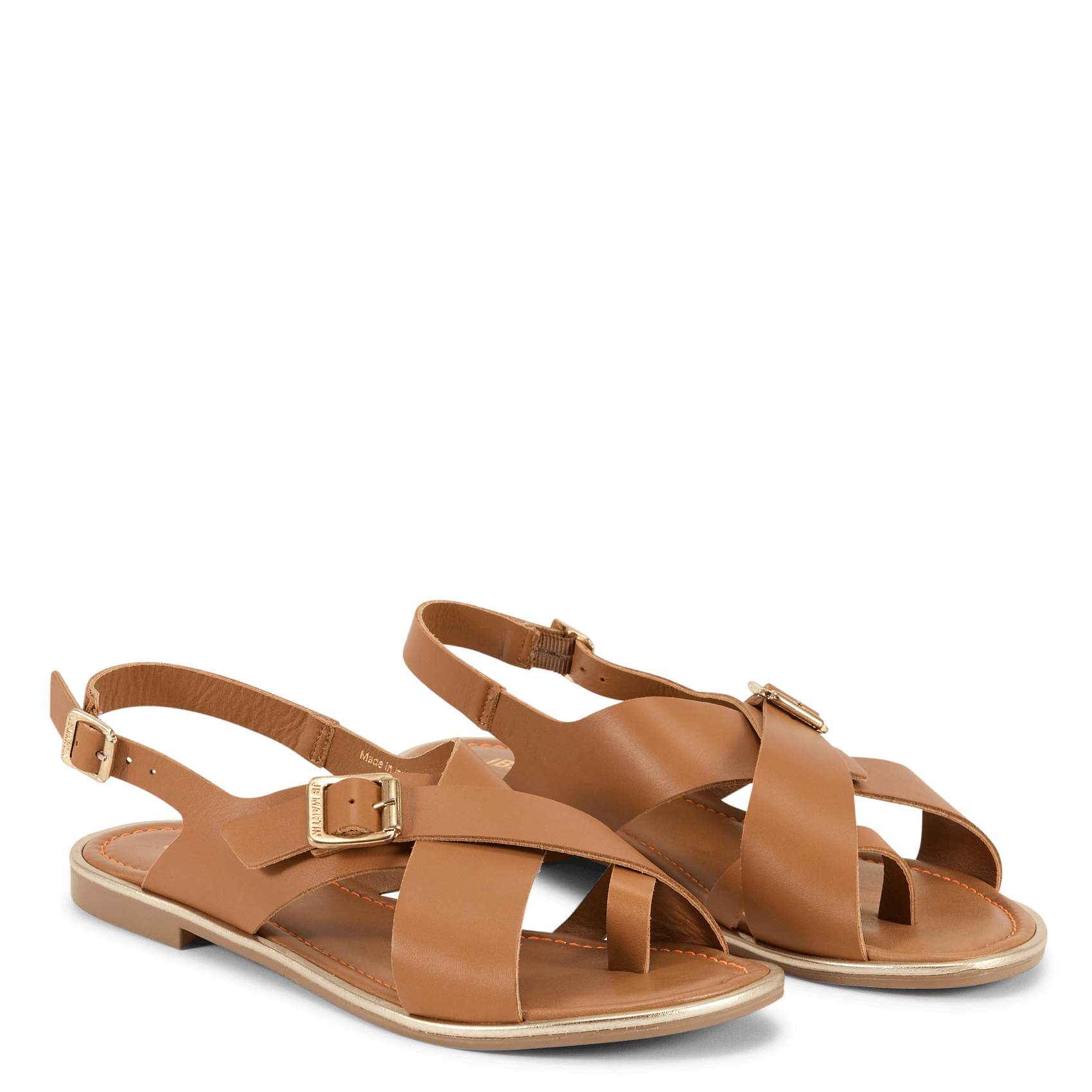 Flache Ledersandalen mit Riemchen JB MARTIN Beige