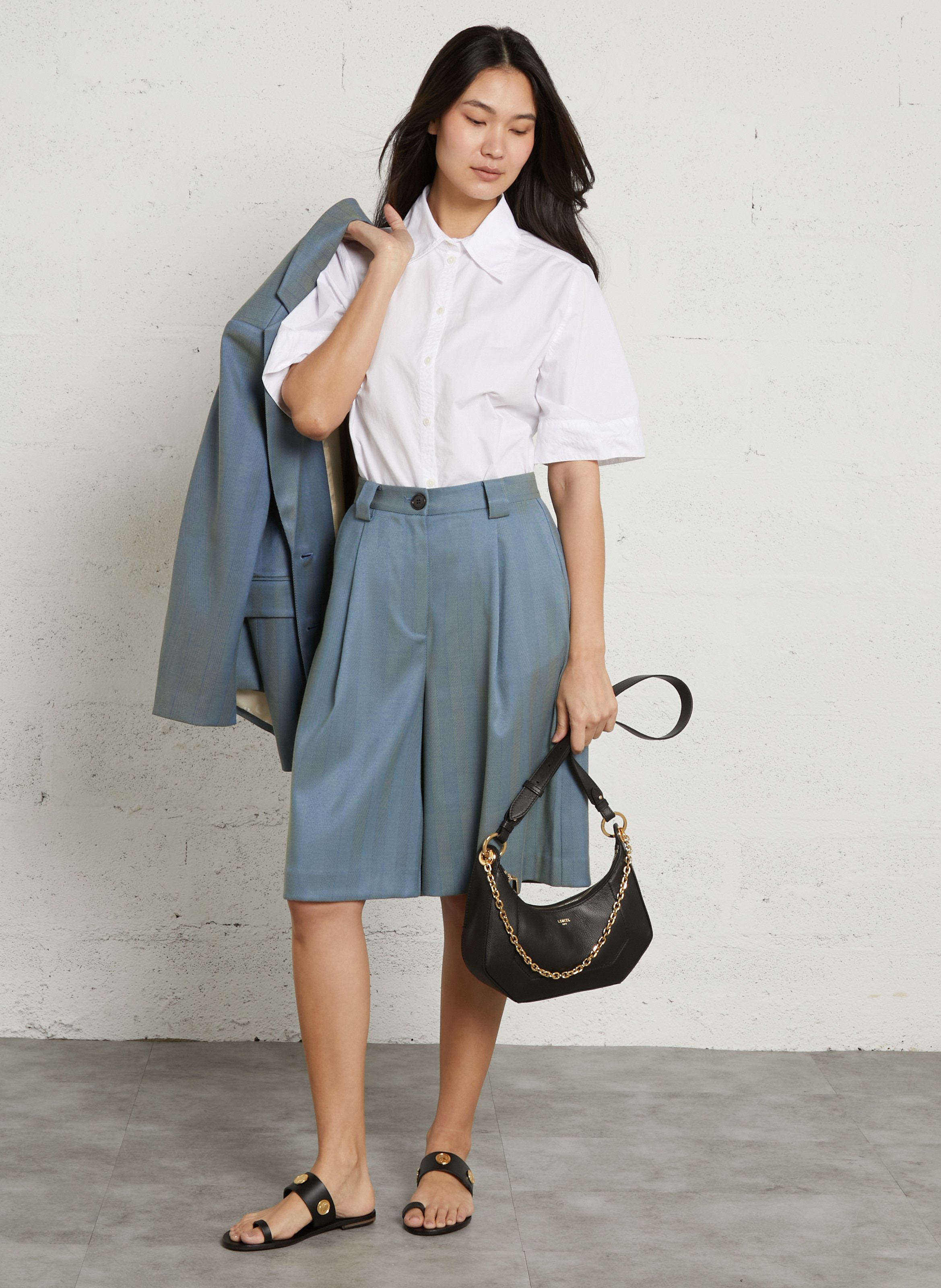 Buideltas van getextureerd leer met veters LANCEL Zwart