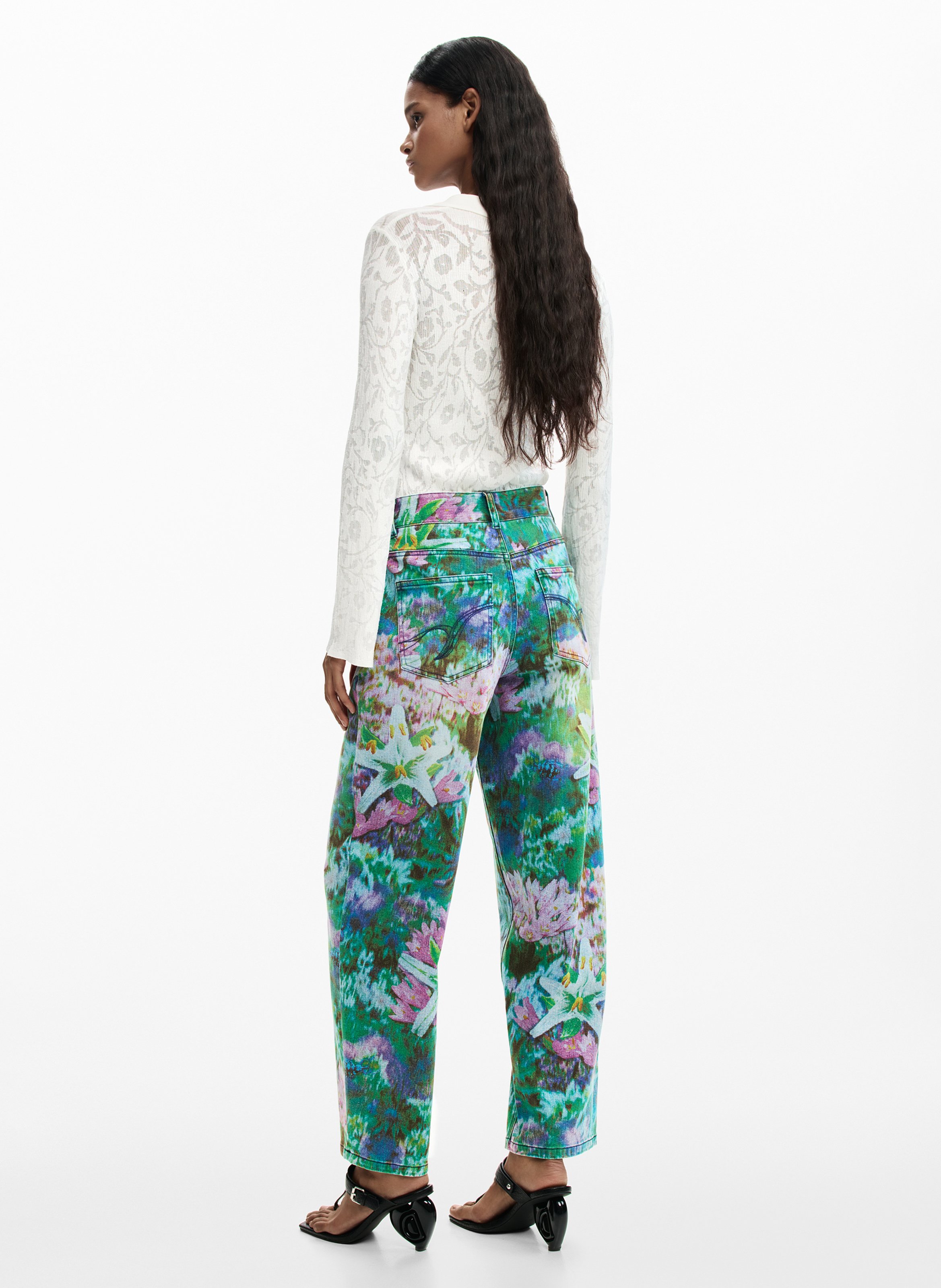 Printed straight jeans DESIGUAL Blue