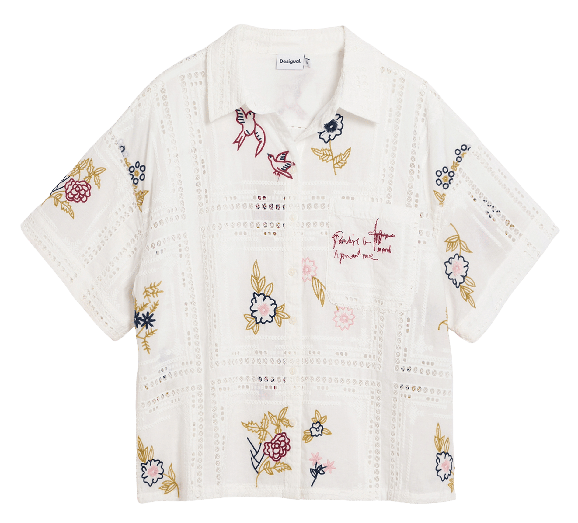 Straight embroidered cotton shirt DESIGUAL White