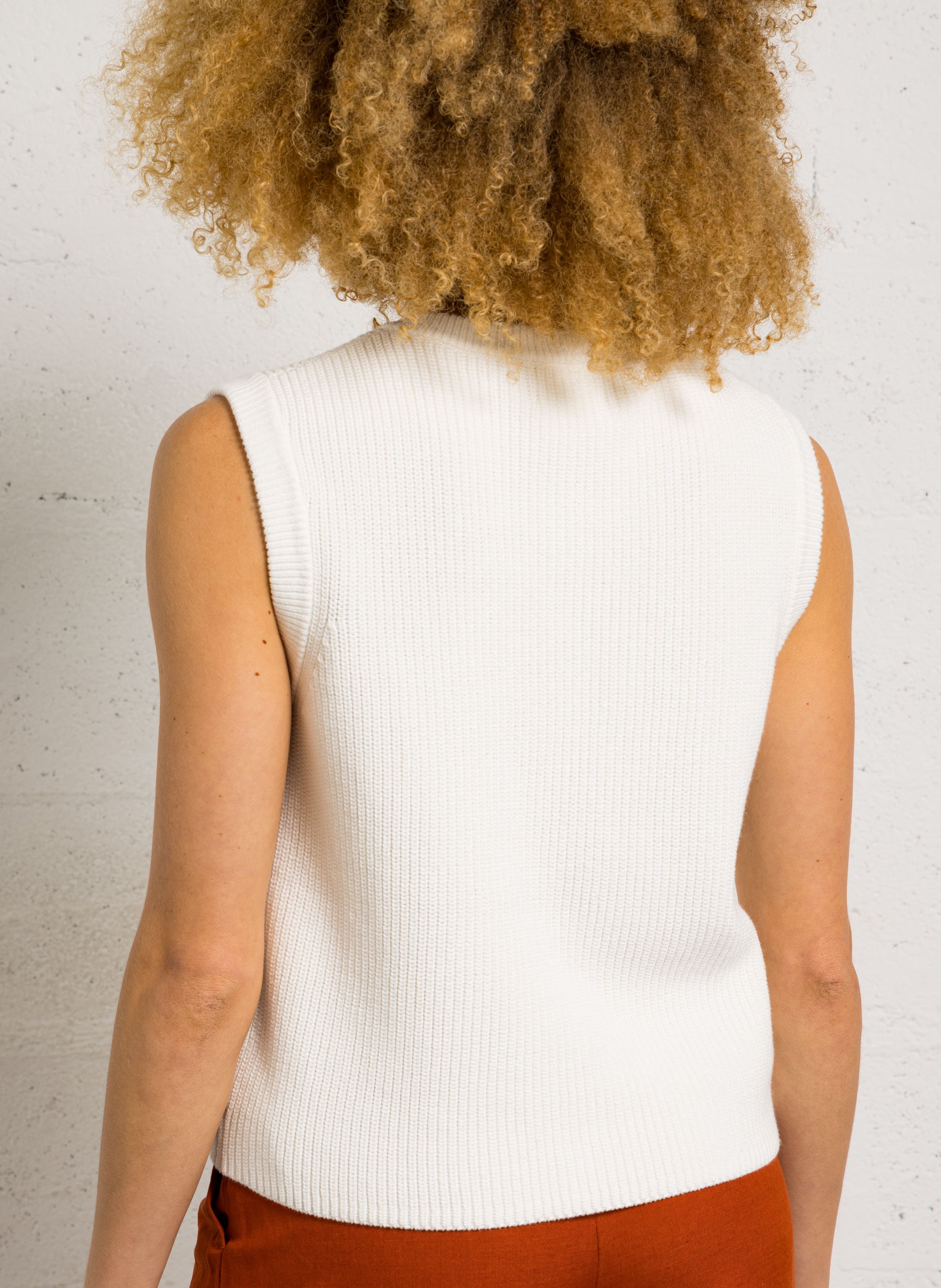 Gilet col rond en coton MAISON 123 Blanc