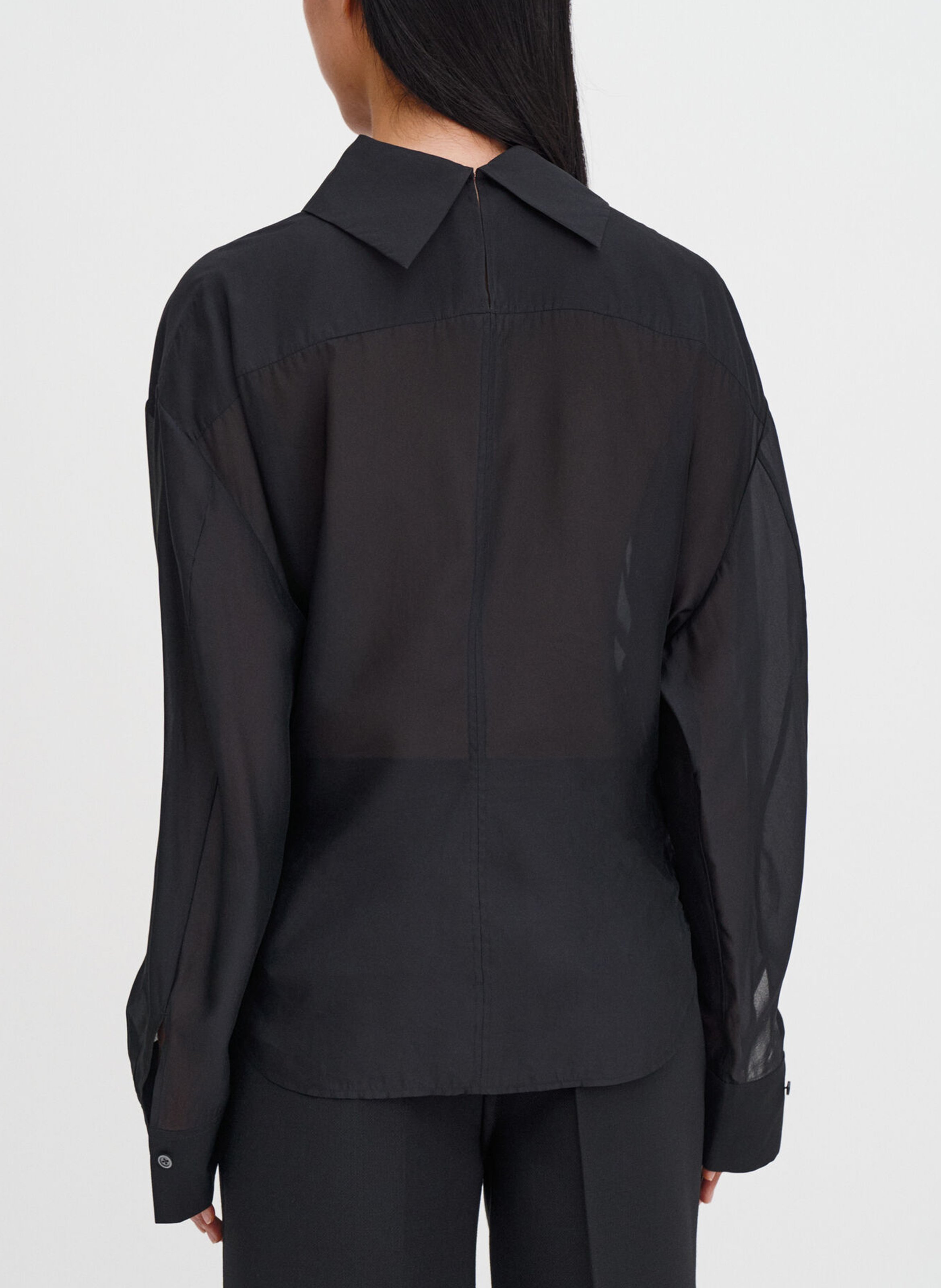 Bluse mit einfarbigem Kragendetail FILIPPA K Schwarz