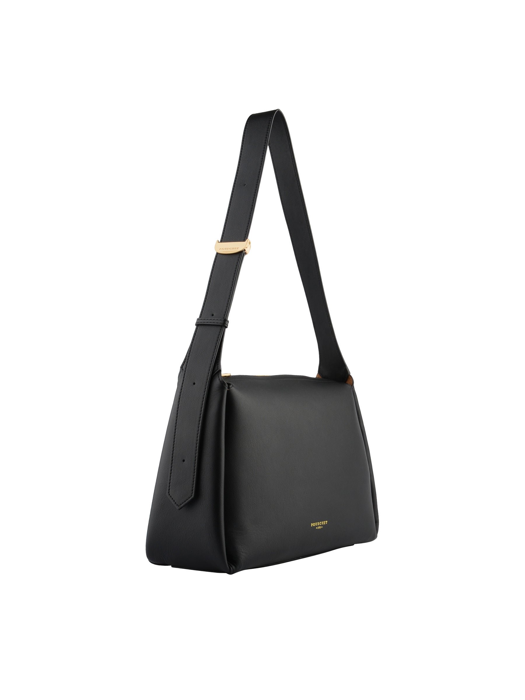 Sac porté épaule en cuir de vachette POURCHET Noir