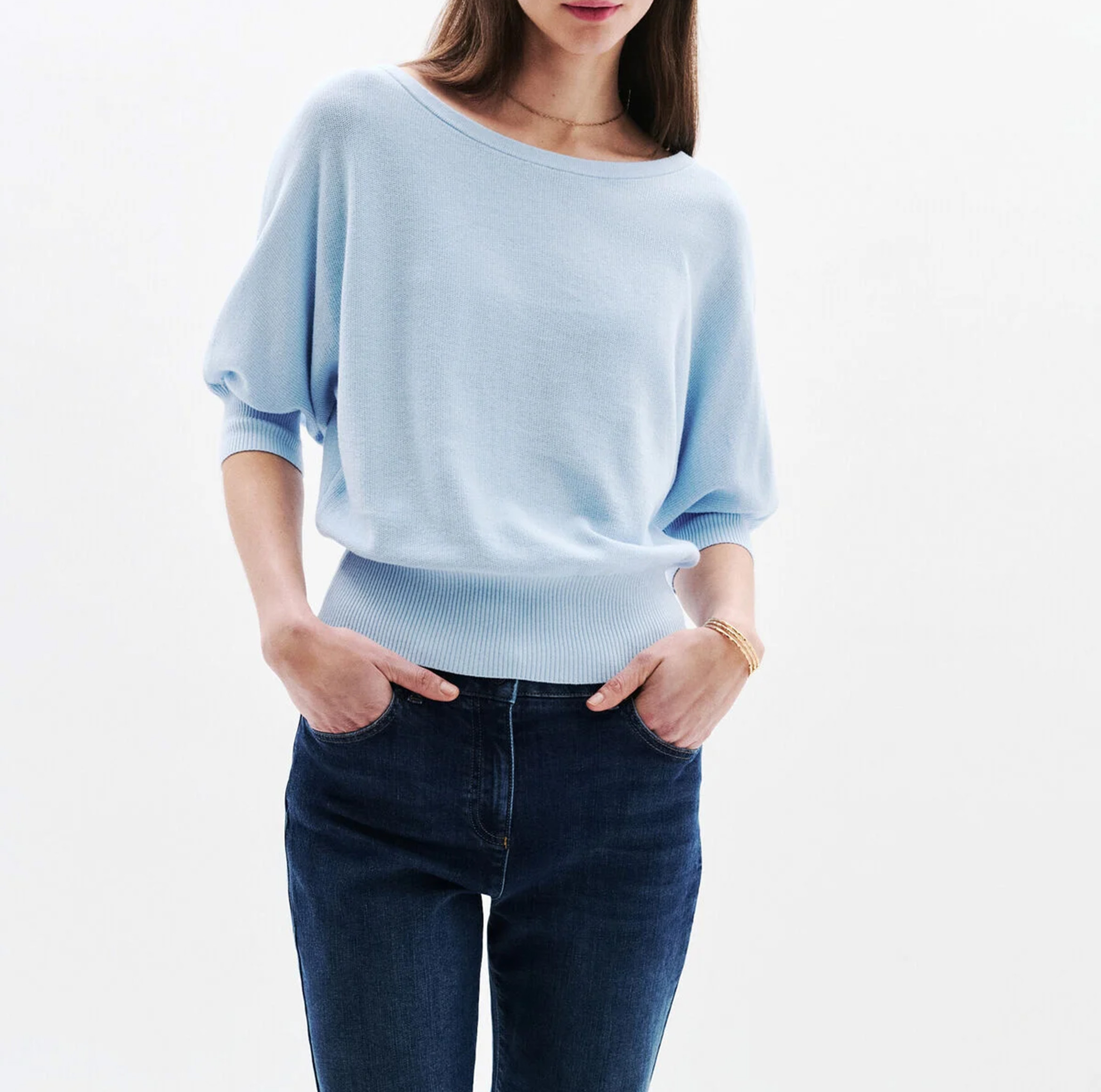 Oversize-Baumwollpullover mit U-Boot-Ausschnitt CAROLL