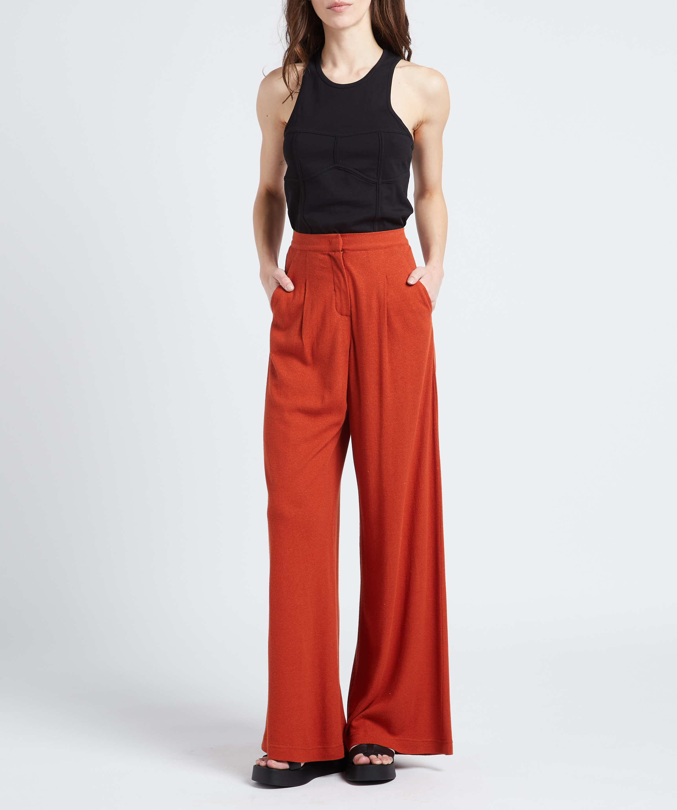 Wide-leg high-waisted linen-blend pants MAX MARA LEISURE Golden
