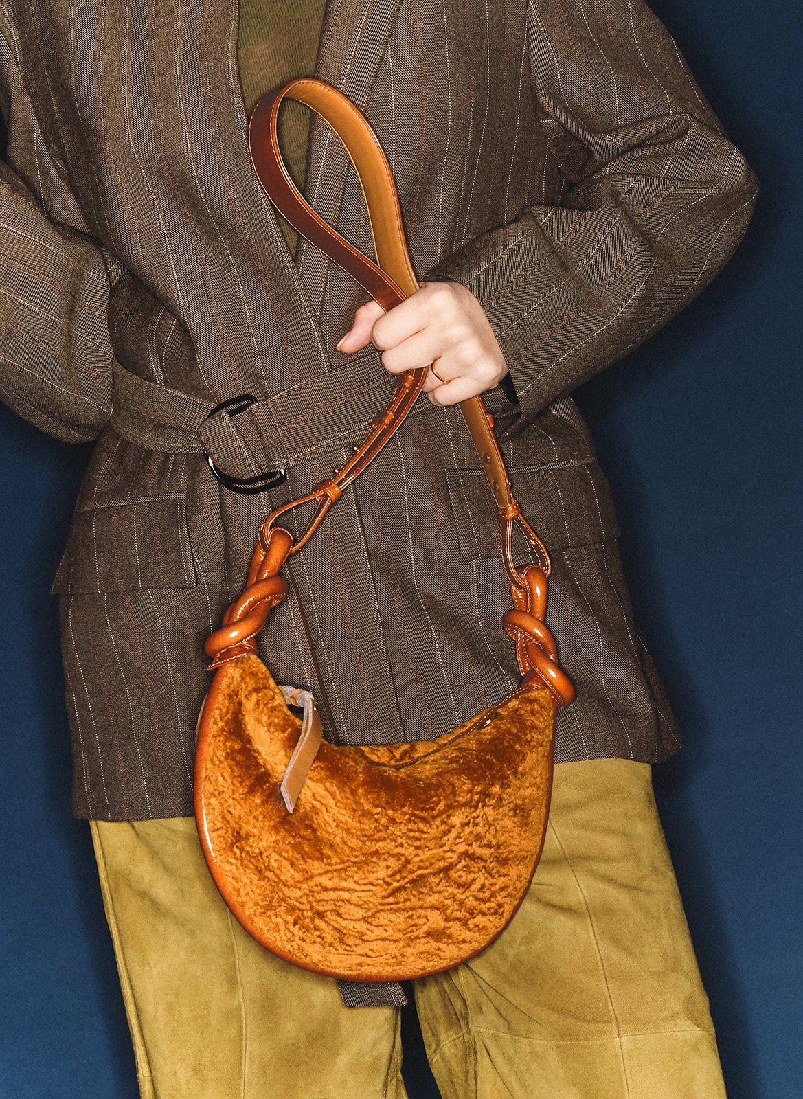Sac demi-lune en cuir CLARIS VIROT Jaune