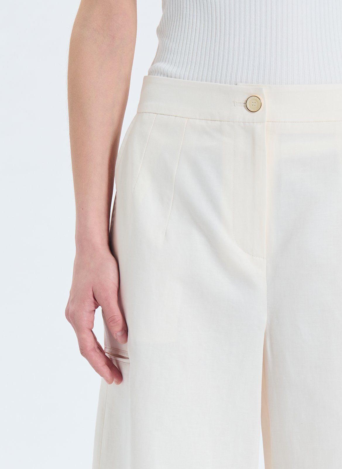 Large Bermuda in organic cotton and linen blend ZAPA White