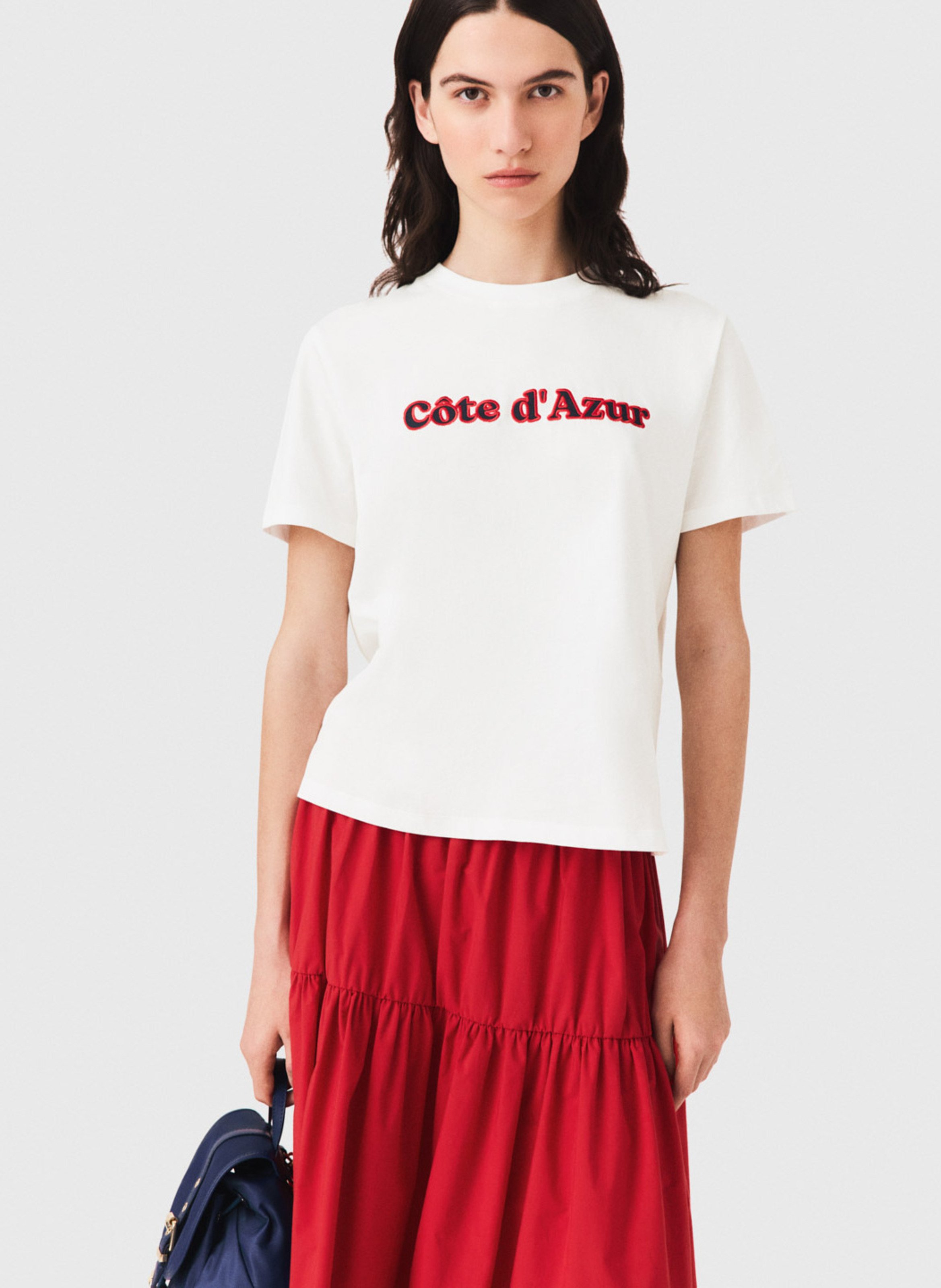 T-shirt droit en coton MAJE Blanc