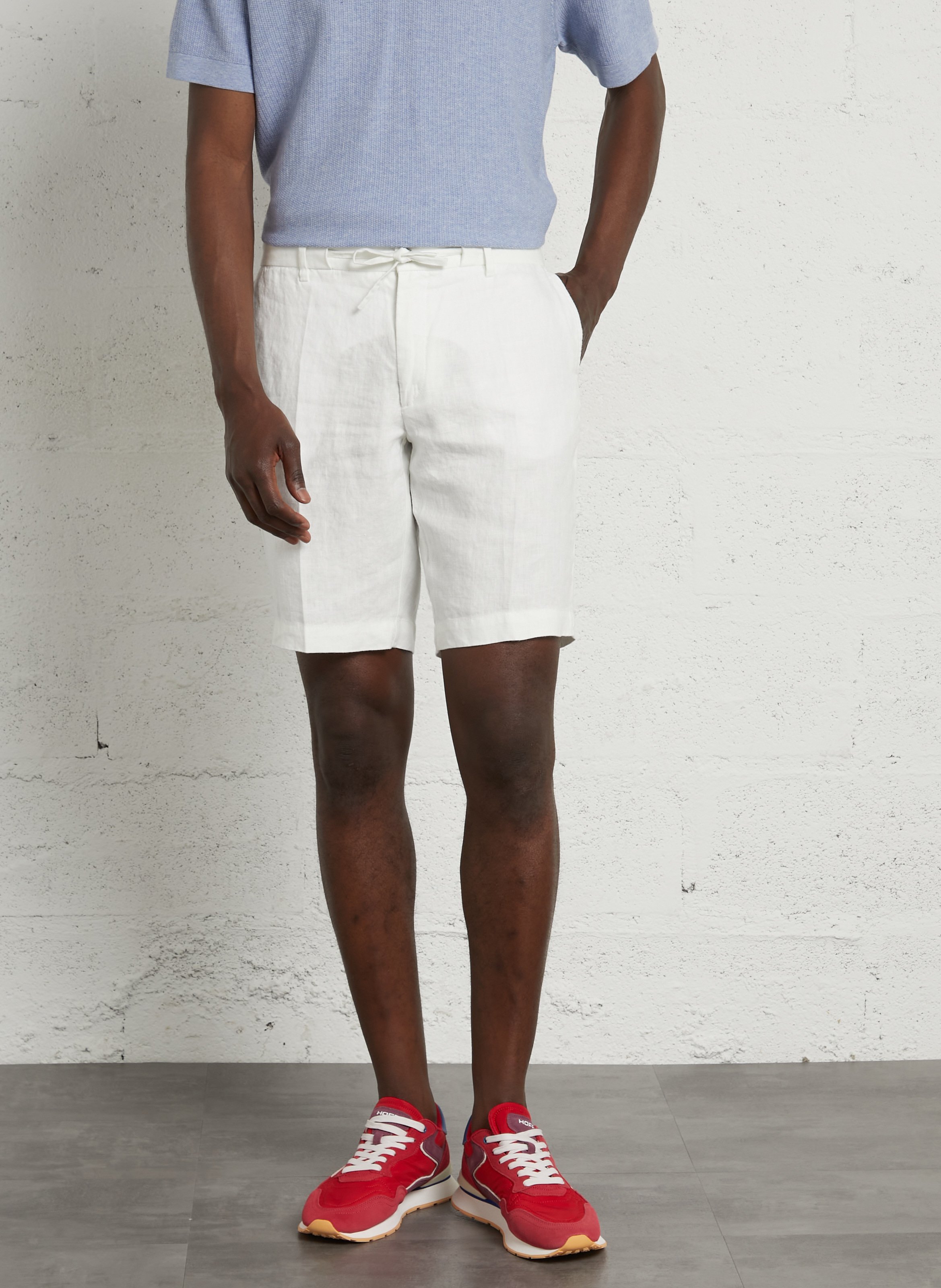Short droit en lin HACKETT Blanc