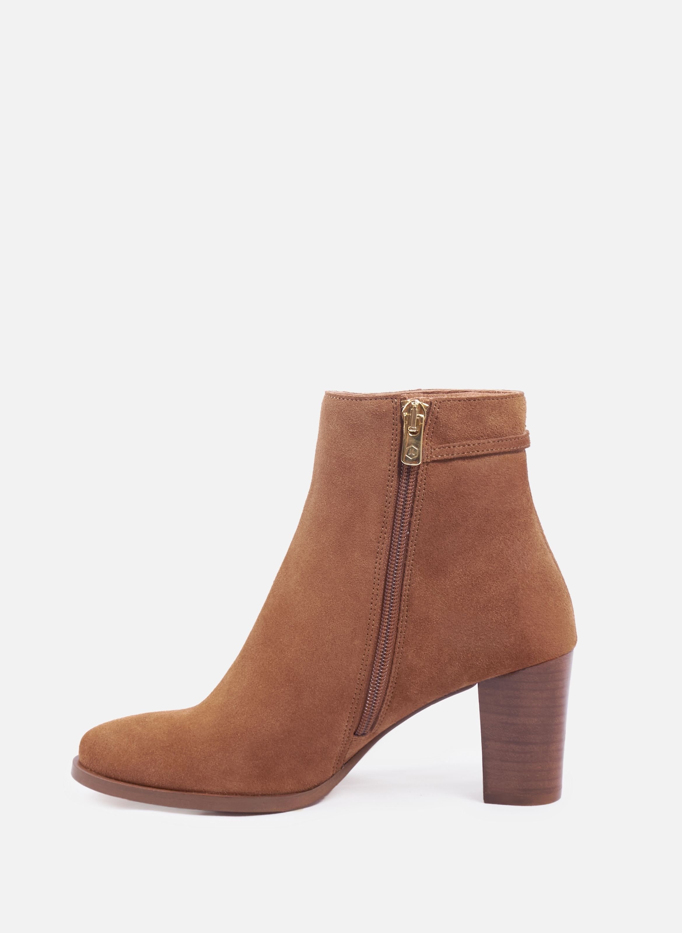 Jewel heel Zélie leather suede ankle boots JULES & JENN Brown