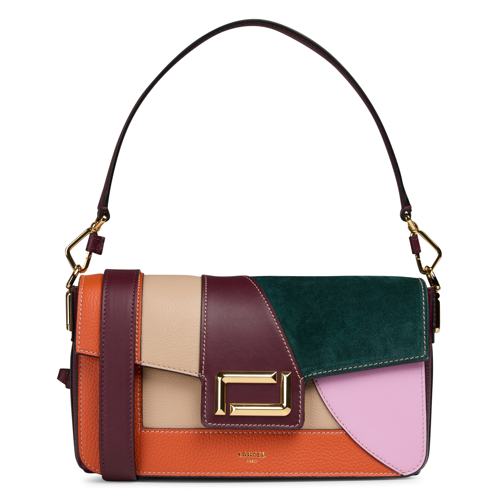 Leather shoulder bag LANCEL Green