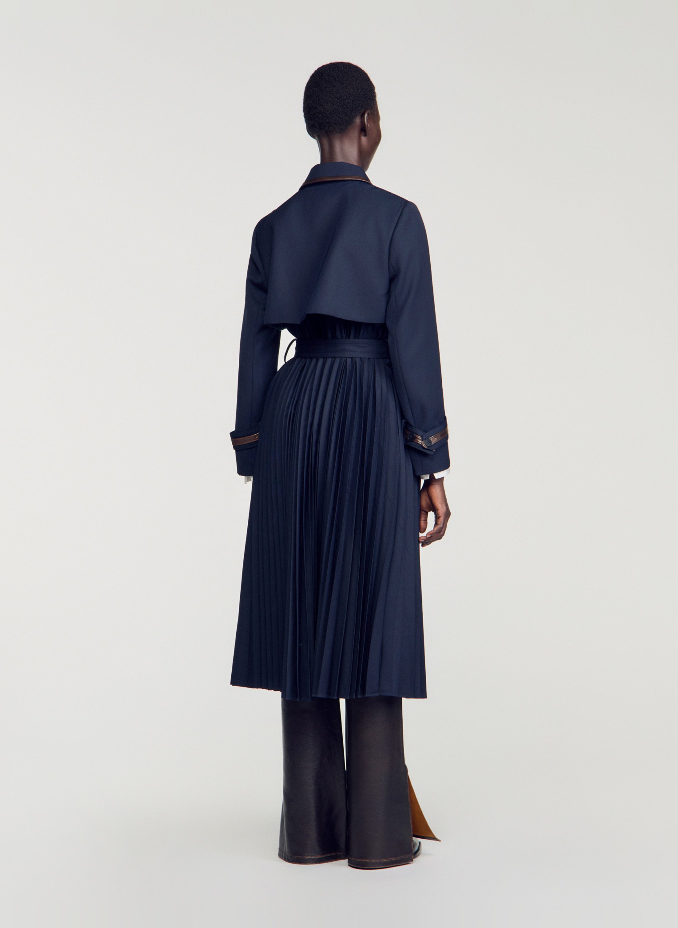 Fitted trench coat with classic collar SANDRO Blue