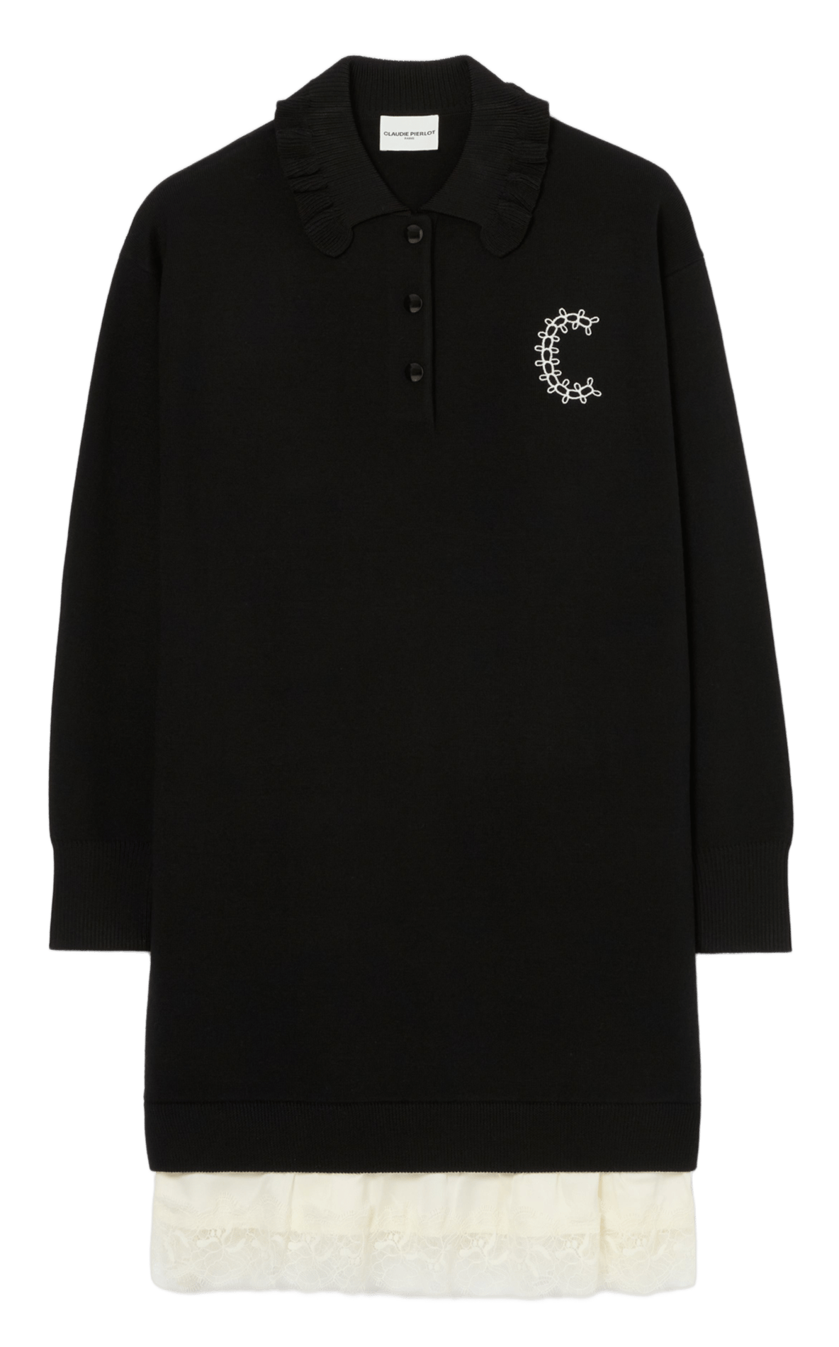 Kurzes Kleid mit Polokragen aus Wollmischung CLAUDIE PIERLOT Mehrfarbig