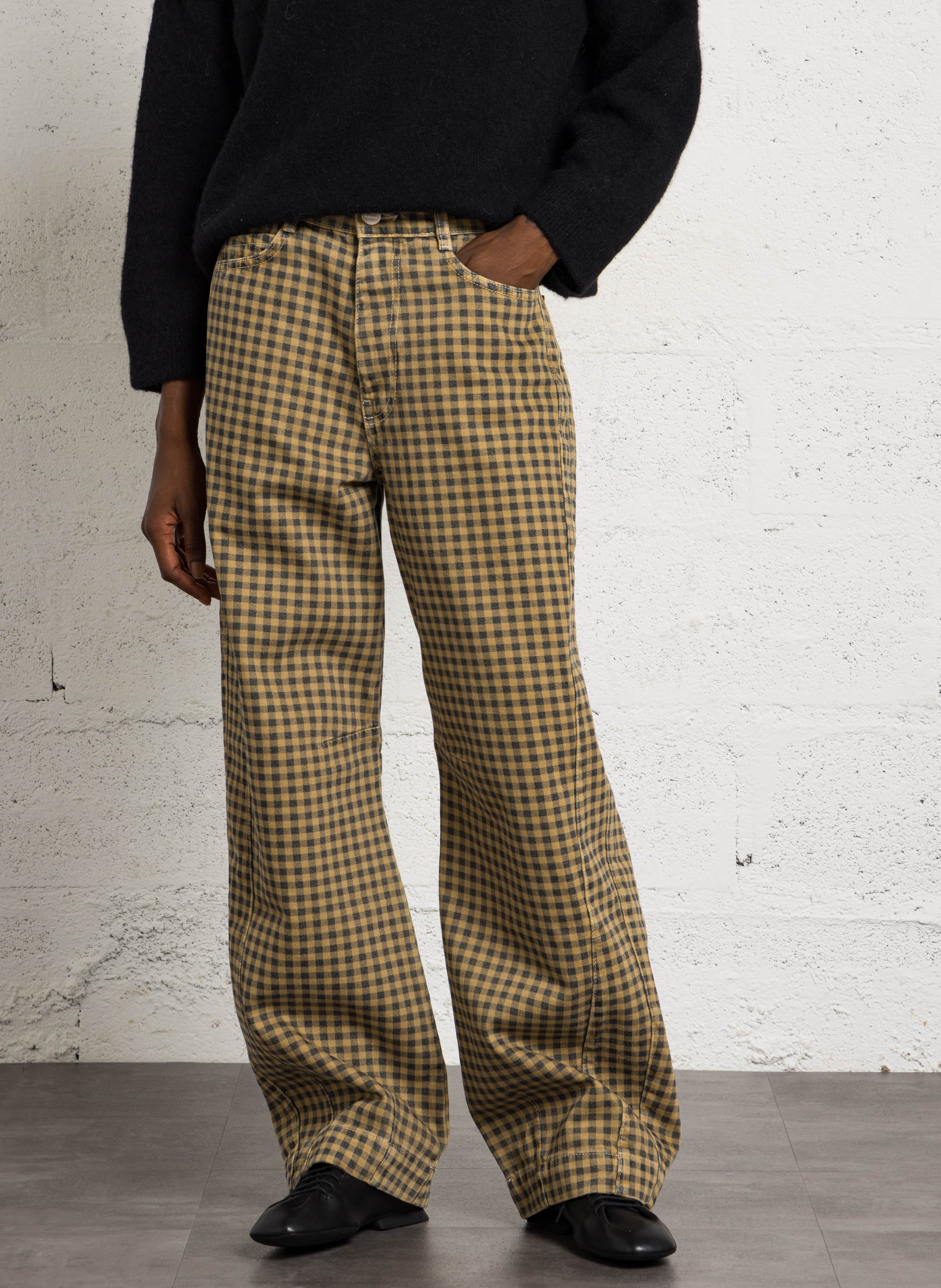 Wijde, geruite broek DAMSON MADDER Blauw