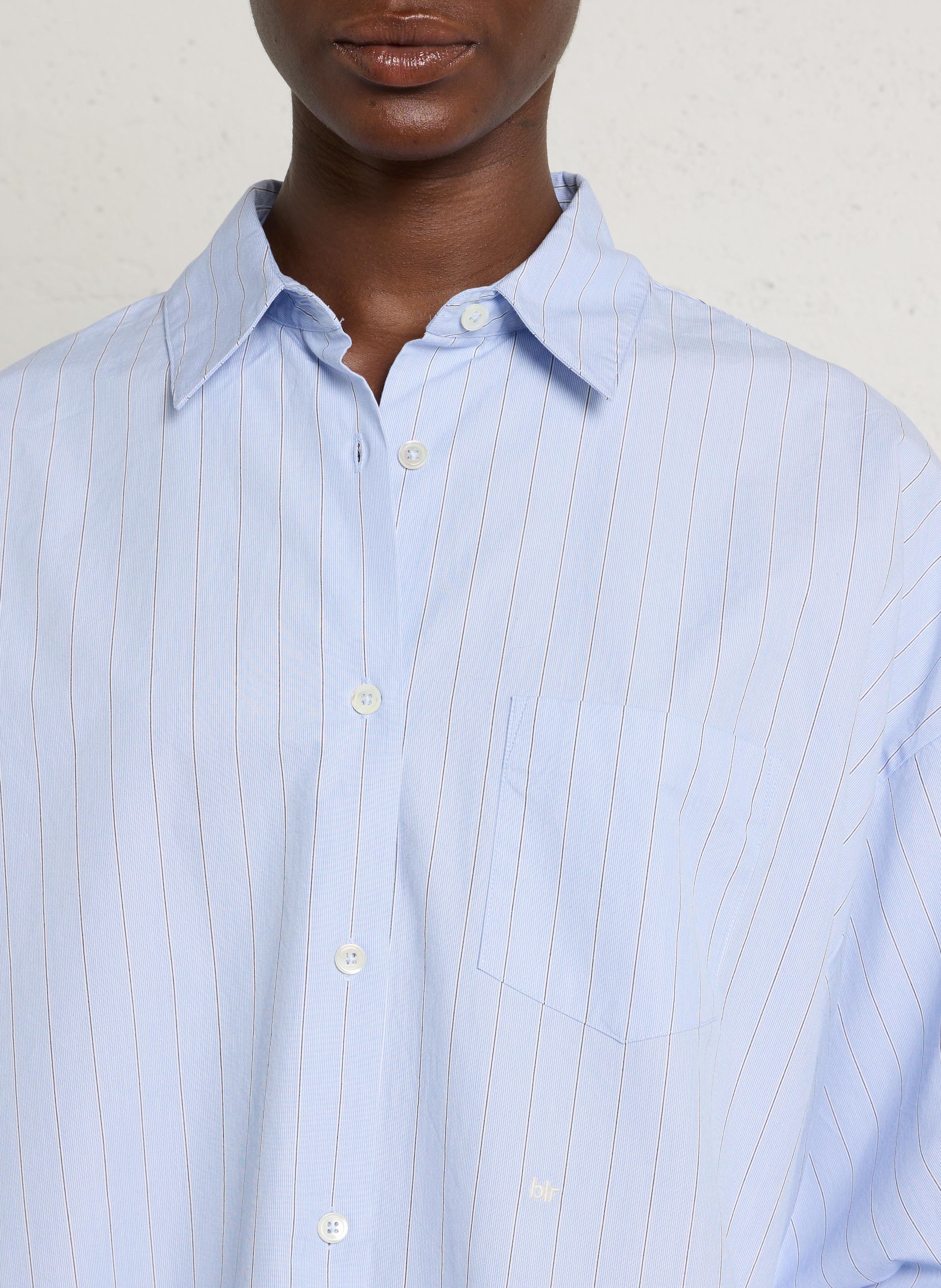 Chemise rayée en popeline de coton BELLEROSE Bleu