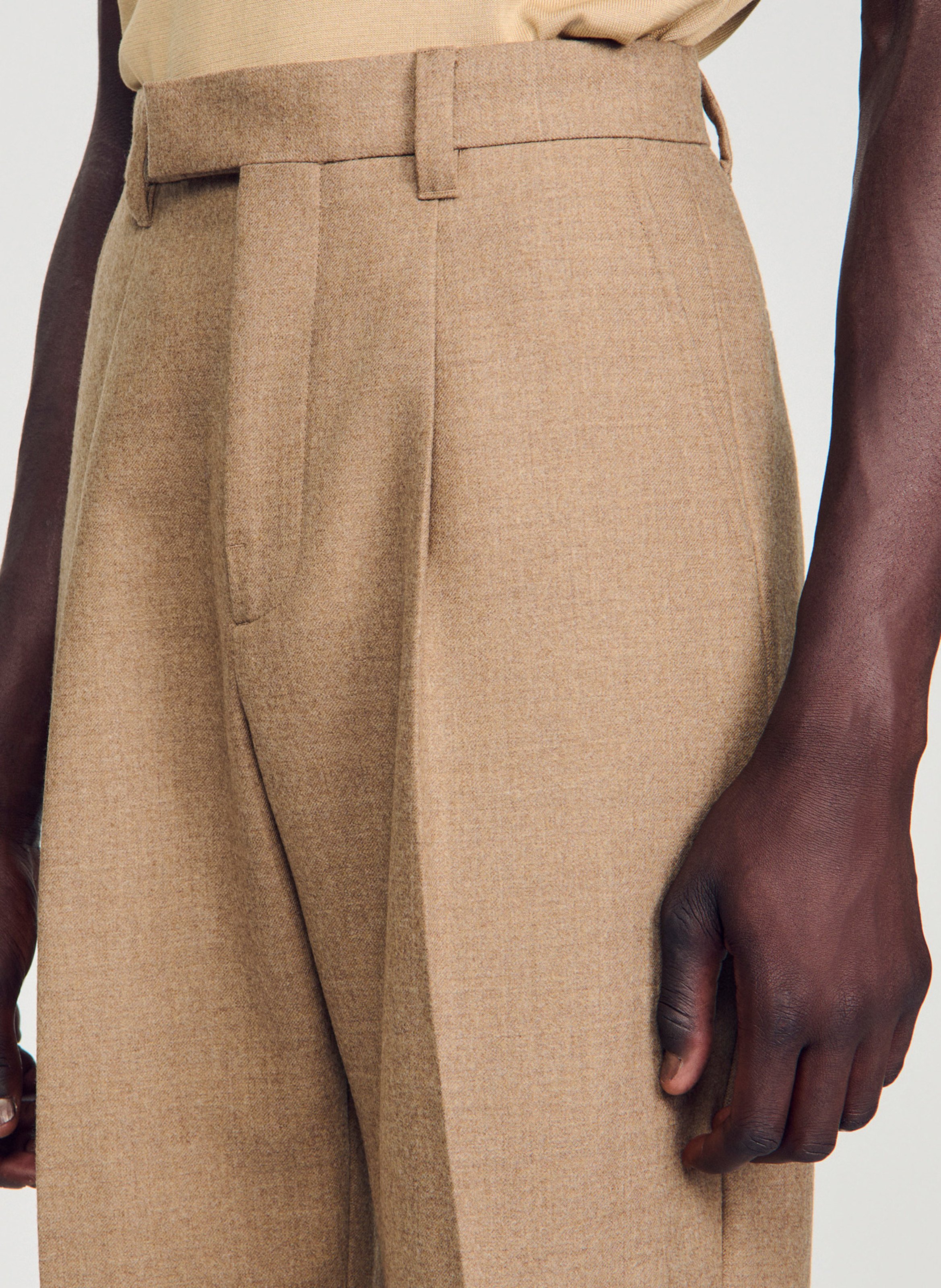Pantalon de costume droit en laine SANDRO Beige