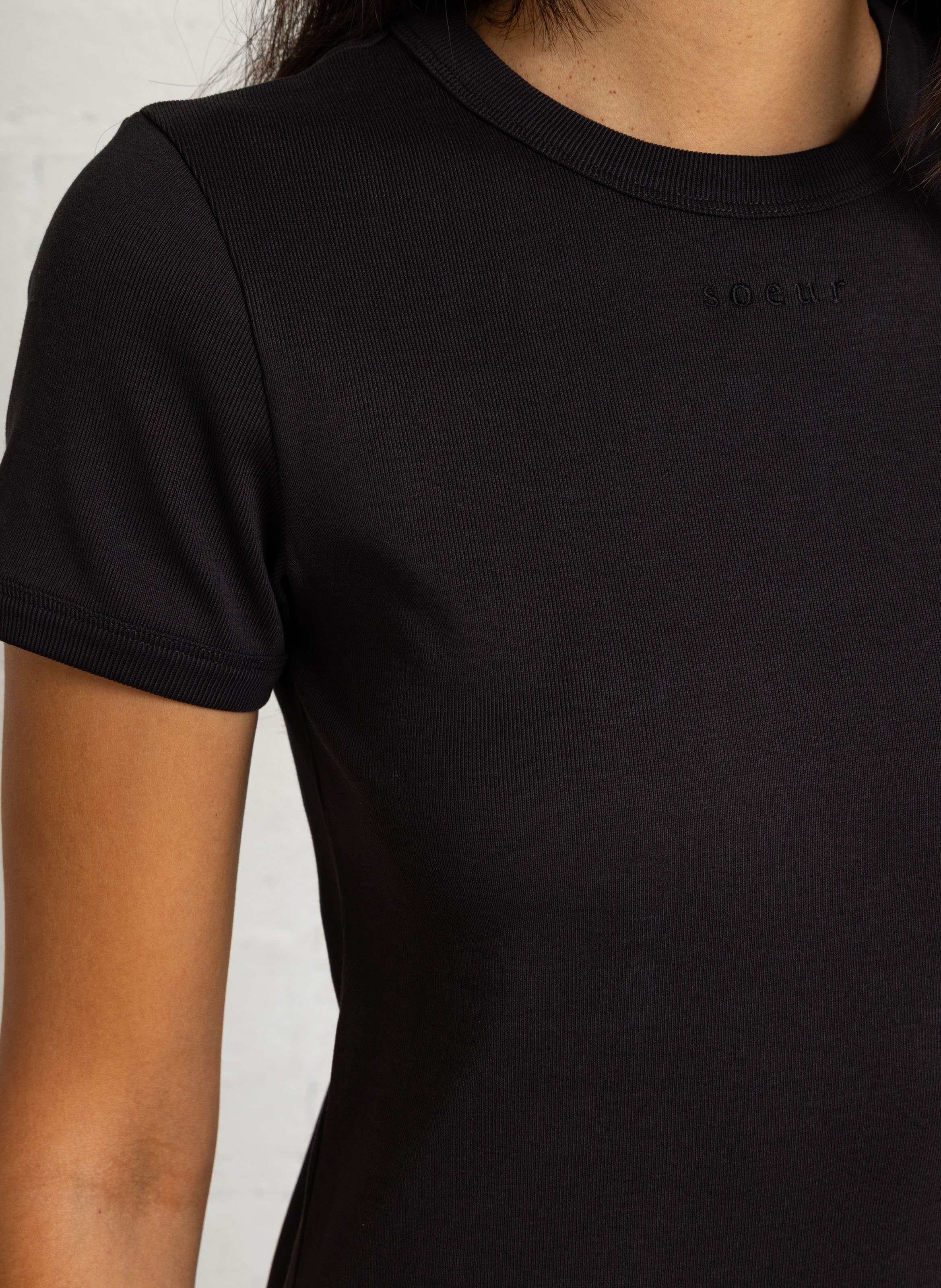 Tee-shirt droit col rond en coton bio SOEUR Gris
