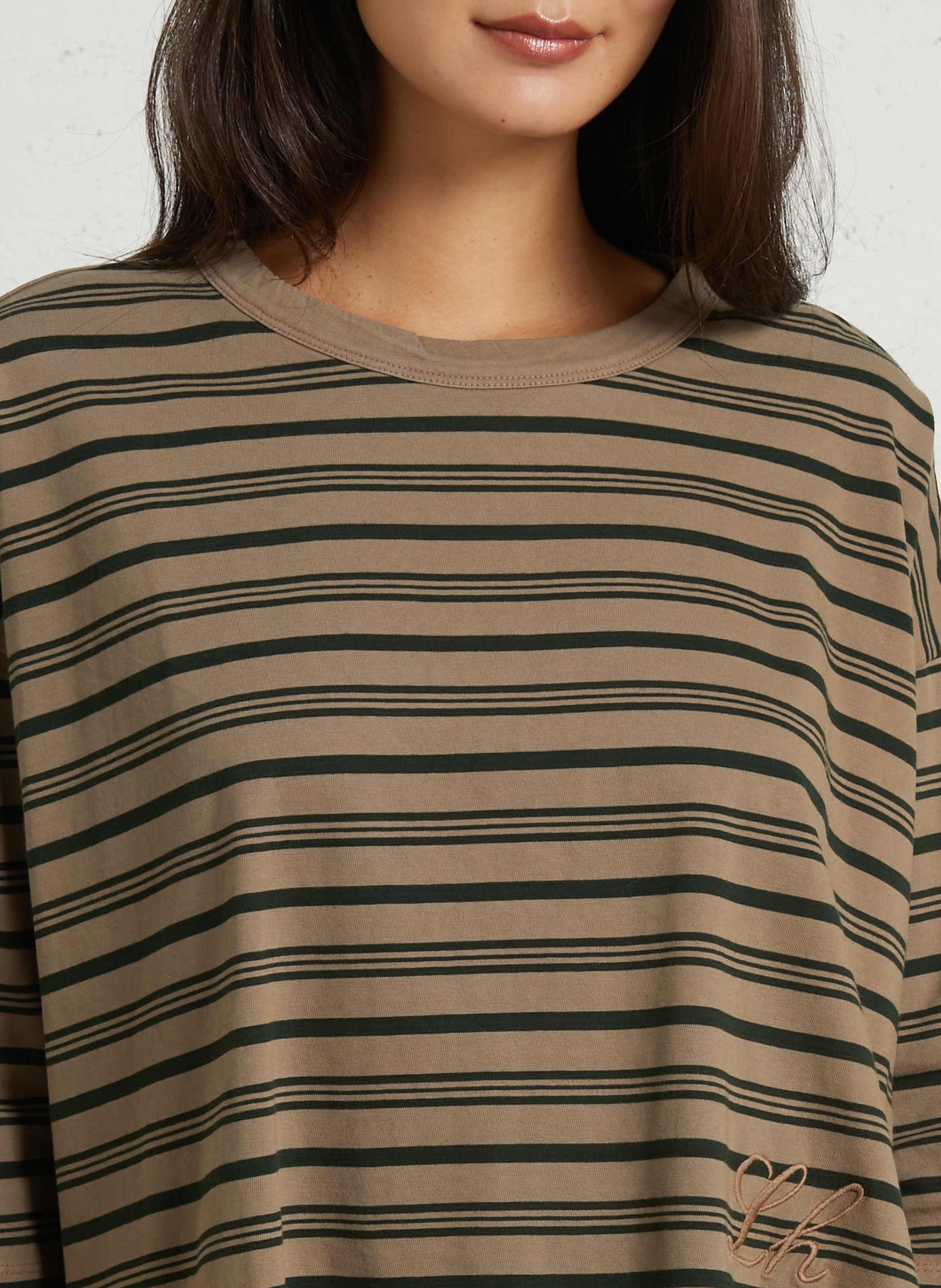 Gestreiftes T-Shirt mit weiten 3/4-Ärmeln LEON & HARPER Grau