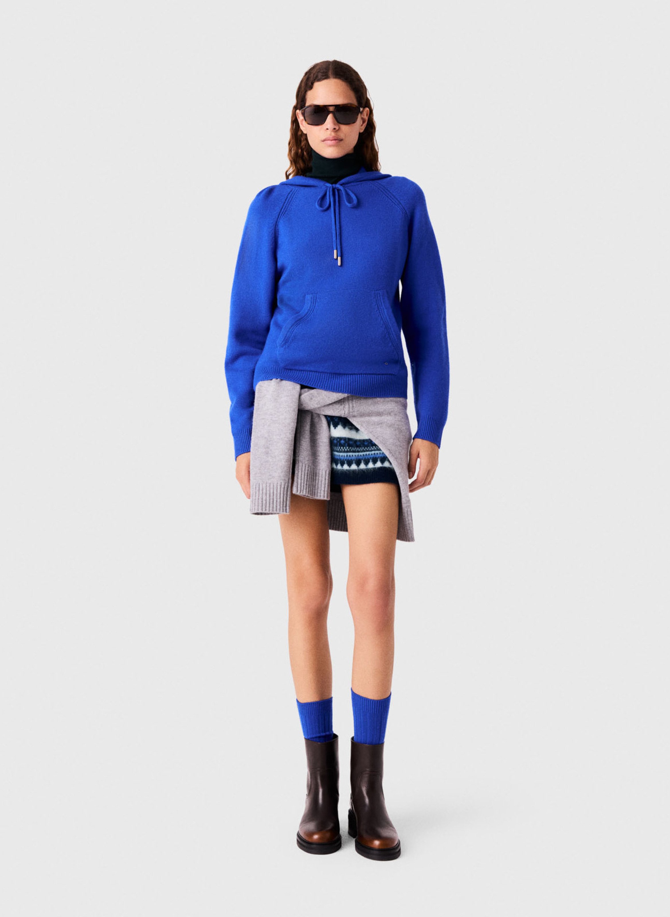 Hooded wool-blend sweater MAJE Blue