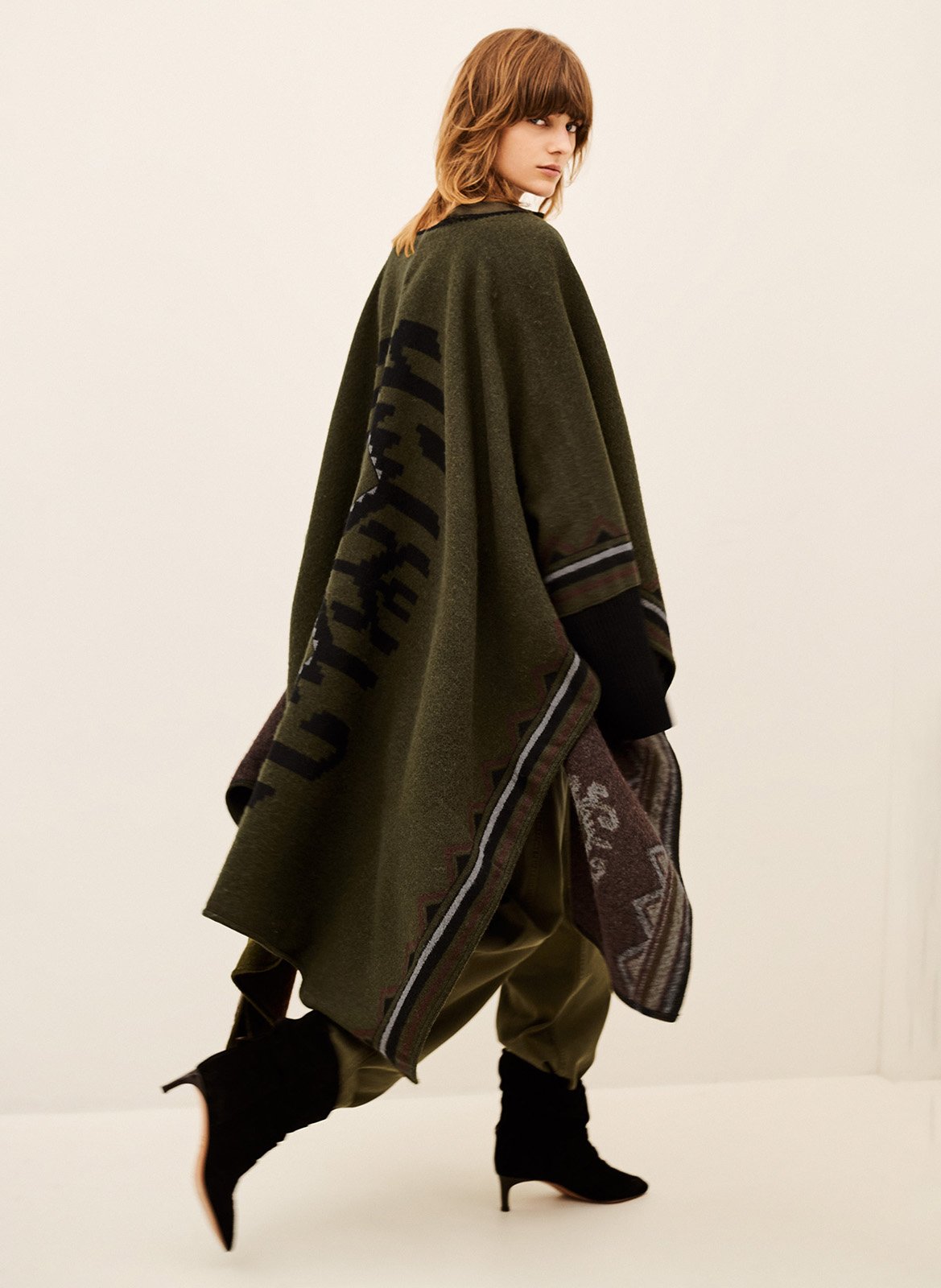Poncho ample manches longues BA&SH Kaki