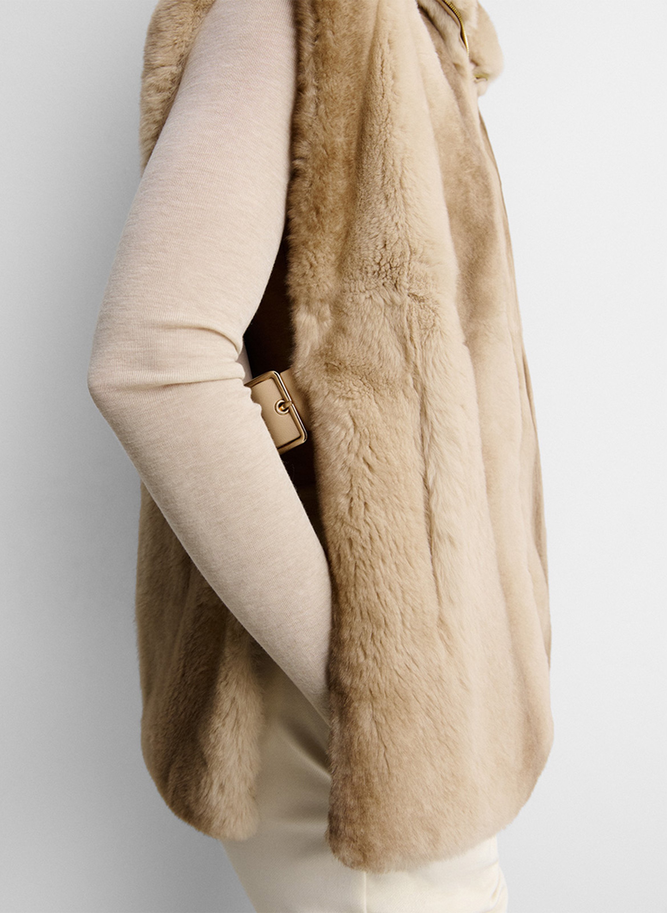 Manteau sans manches en fourrure SIMORRA Beige
