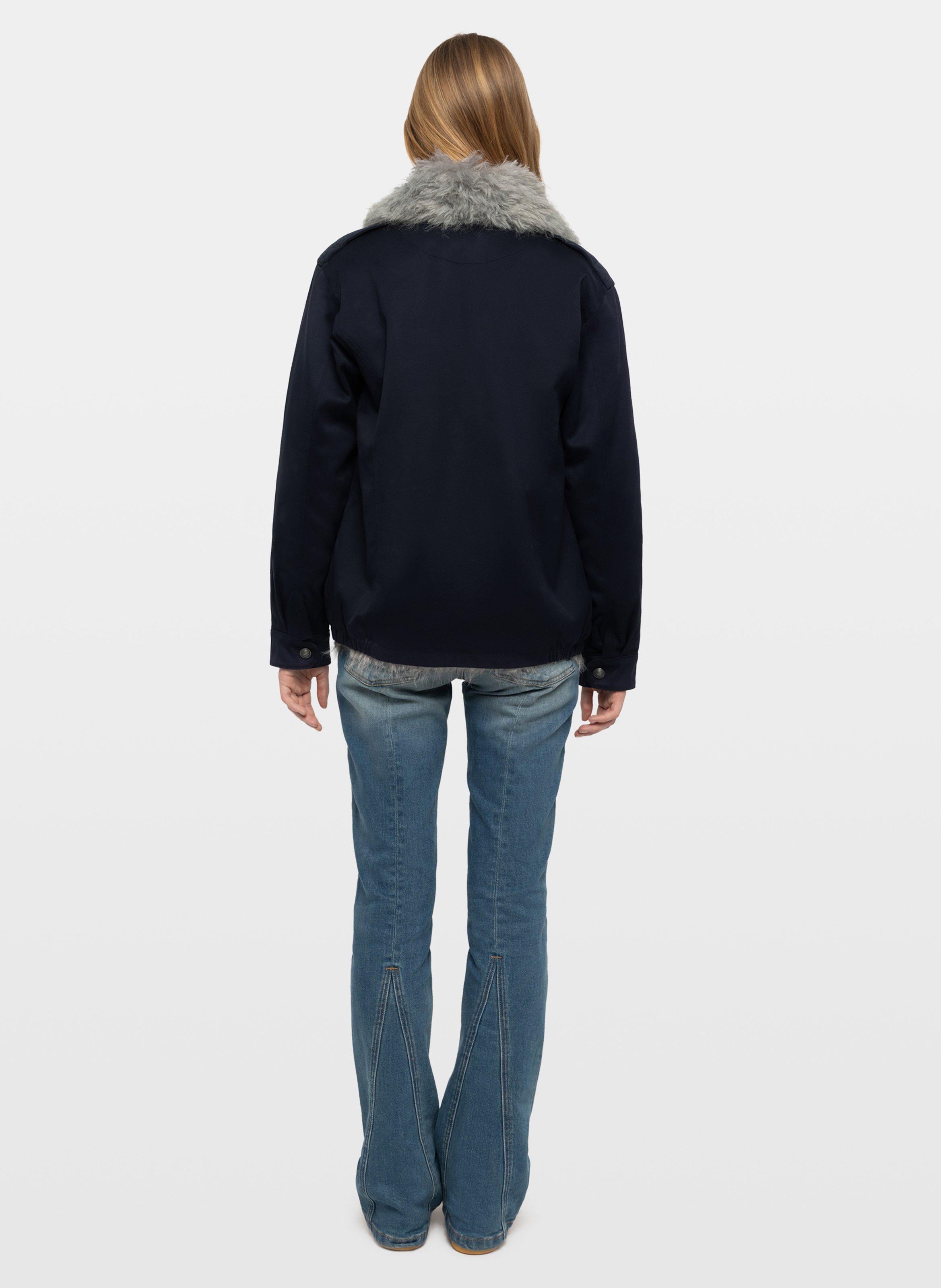 Manteau col effet fourrure en coton ZADIG&VOLTAIRE Bleu