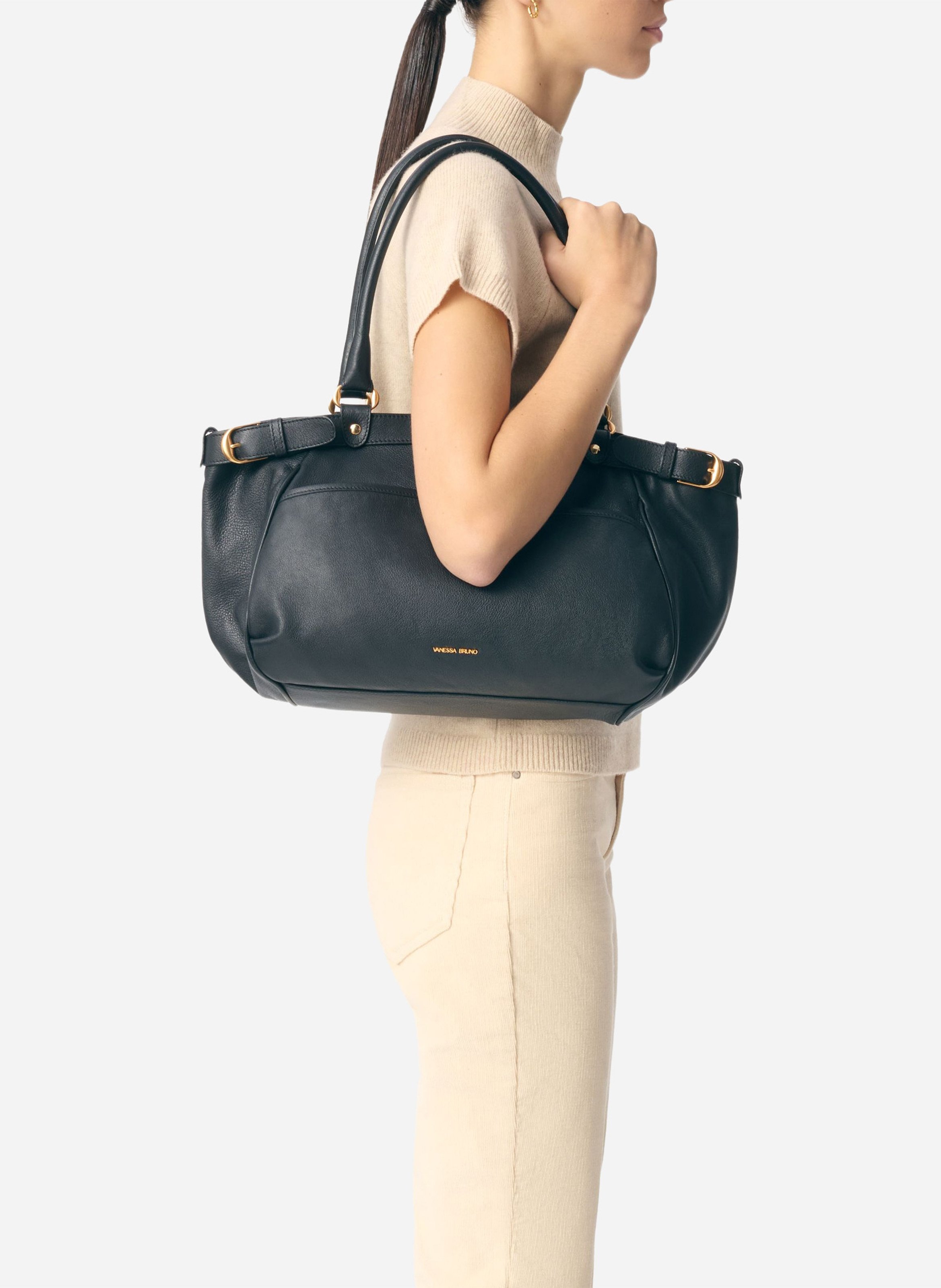 Handtasche aus Leder VANESSA BRUNO Schwarz